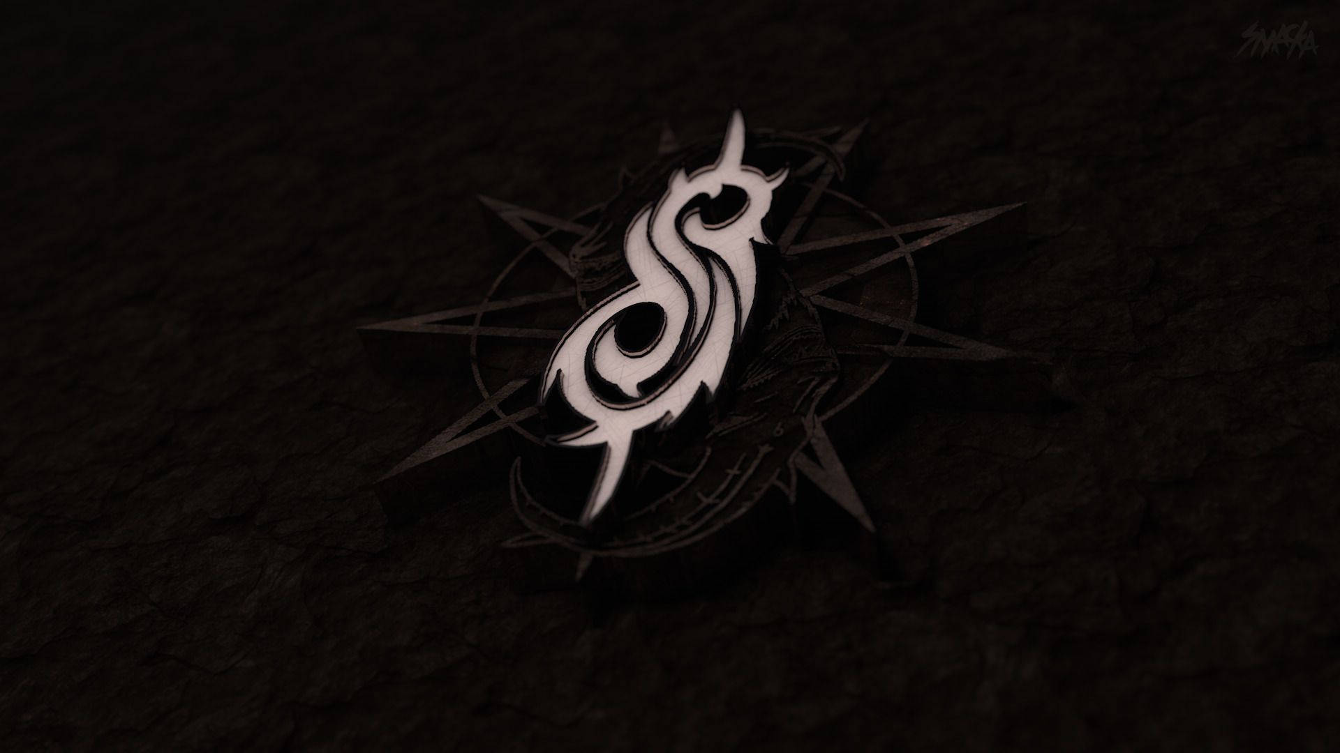 Slipknot, minimalist logo, glowing white stylized S symbol with horns, Full HD Desktop Wallpaper