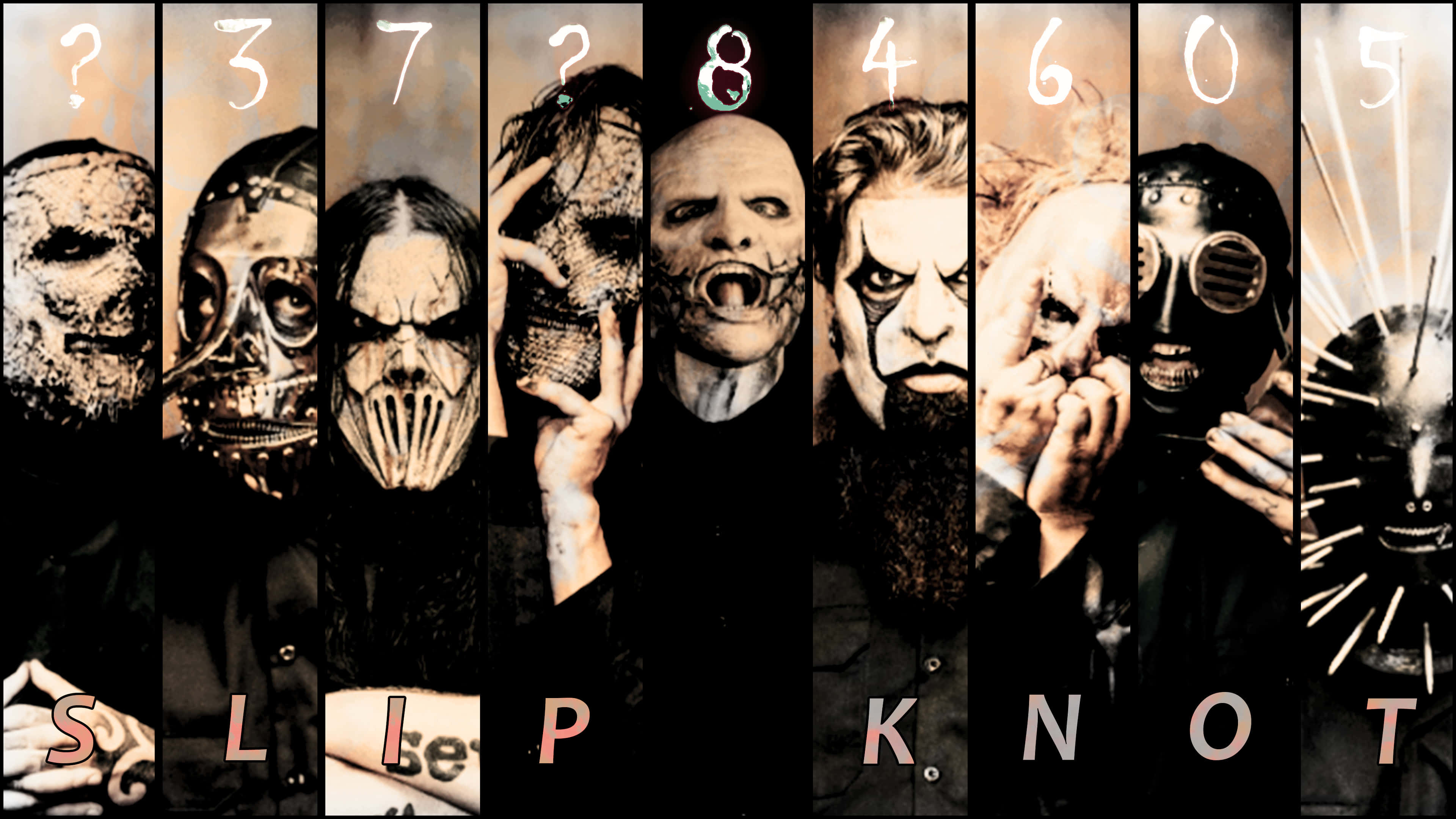 Slipknot, grotesque masks, dark attire, 4K Desktop Wallpaper