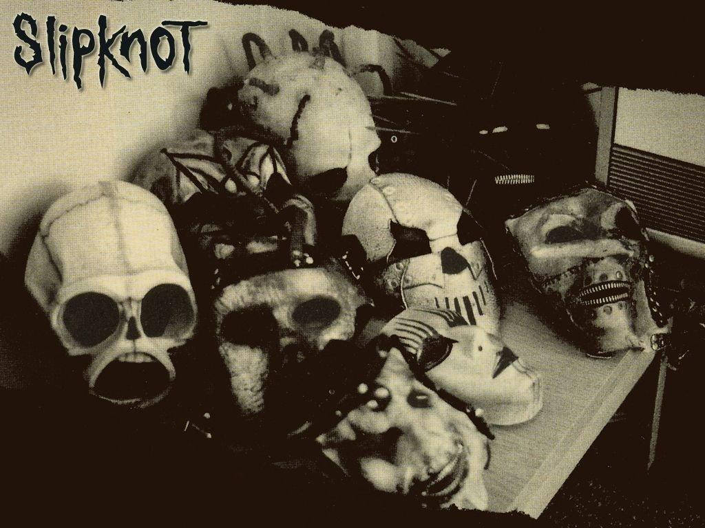 Slipknot, grotesque masks, black and white photo, SD Desktop Wallpaper