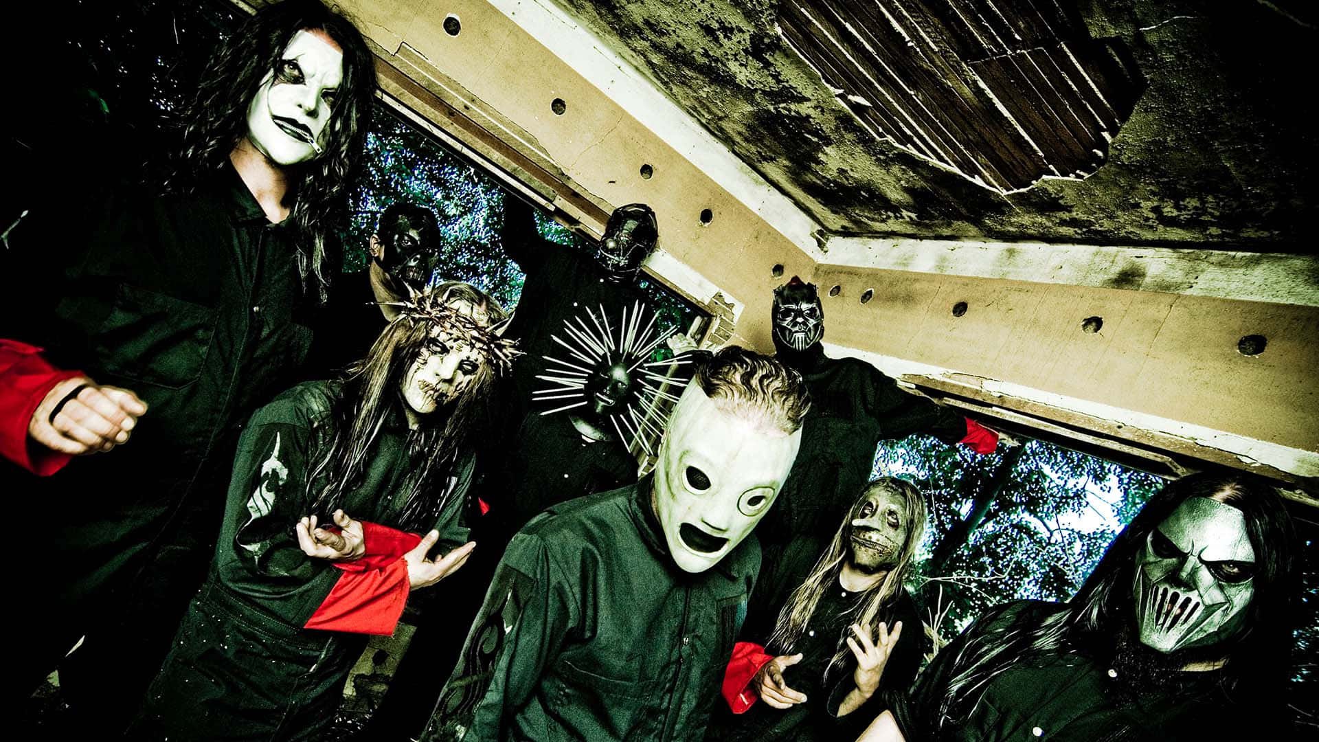 Slipknot, masked musicians, dark attire, Full HD Desktop Wallpaper