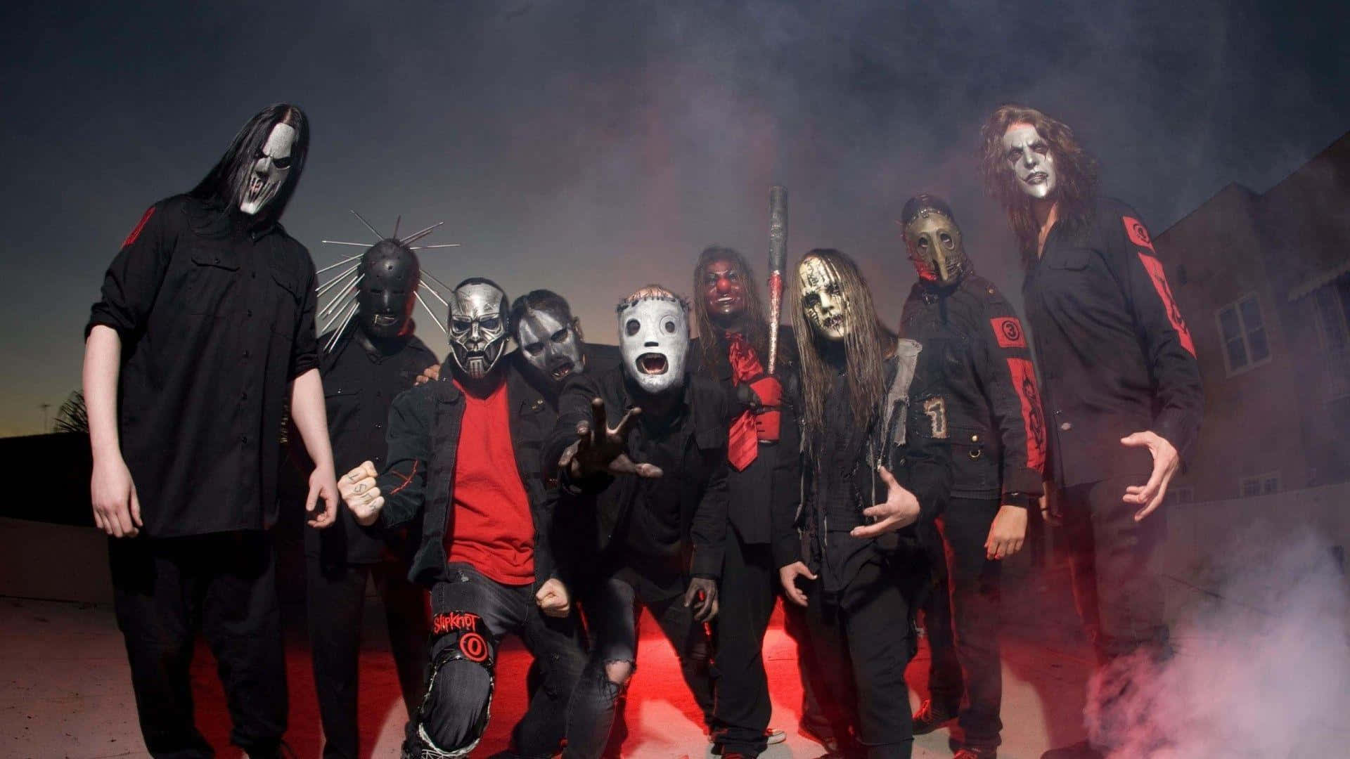 Slipknot, grotesque masks, black outfits, Full HD Desktop Wallpaper