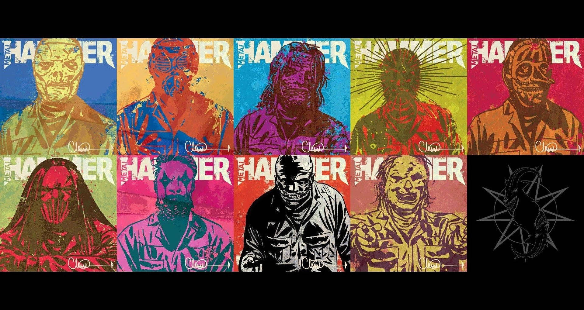 Slipknot, pop-art style, zombie-like figures, Full HD Desktop Wallpaper