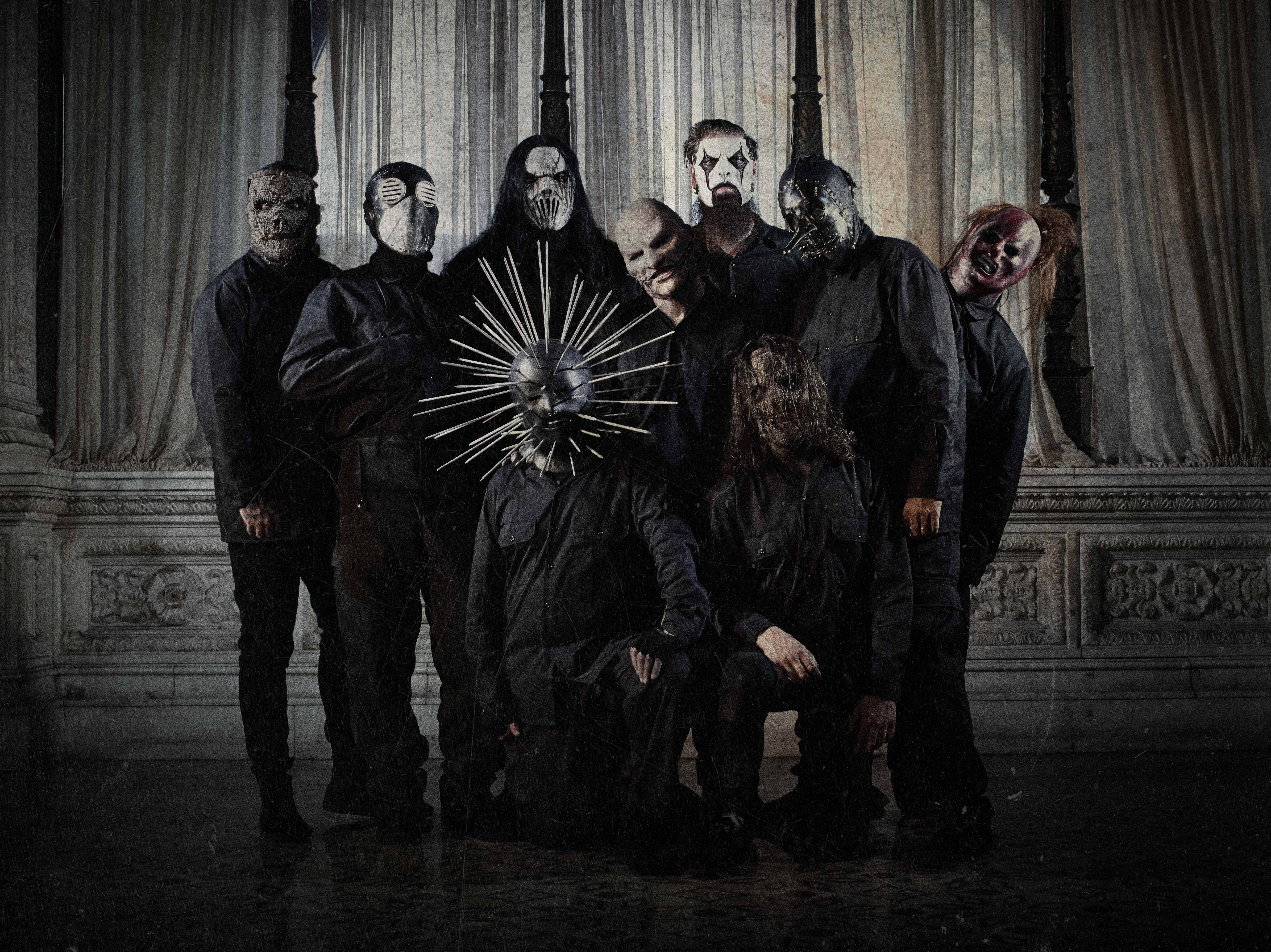 Slipknot, masked figures, black attire, 5K Desktop Wallpaper