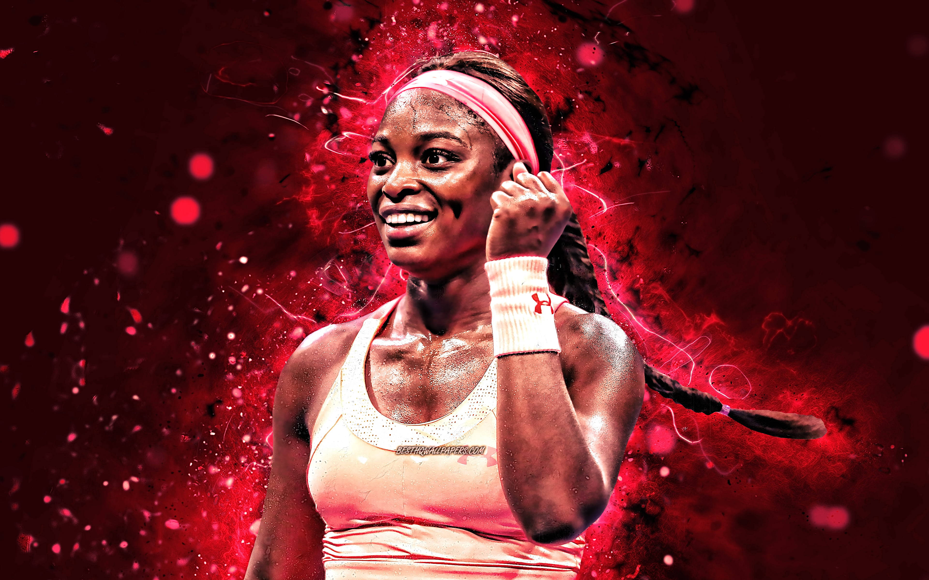 Sloane Stephens, red, explosive background, 4K Desktop Wallpaper