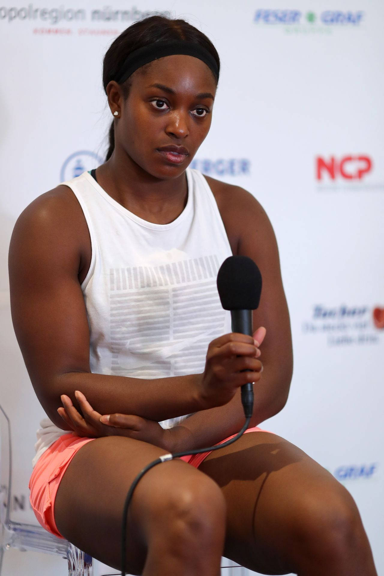 Sloane Stephens, white top, pink shorts, Full HD Phone Wallpaper