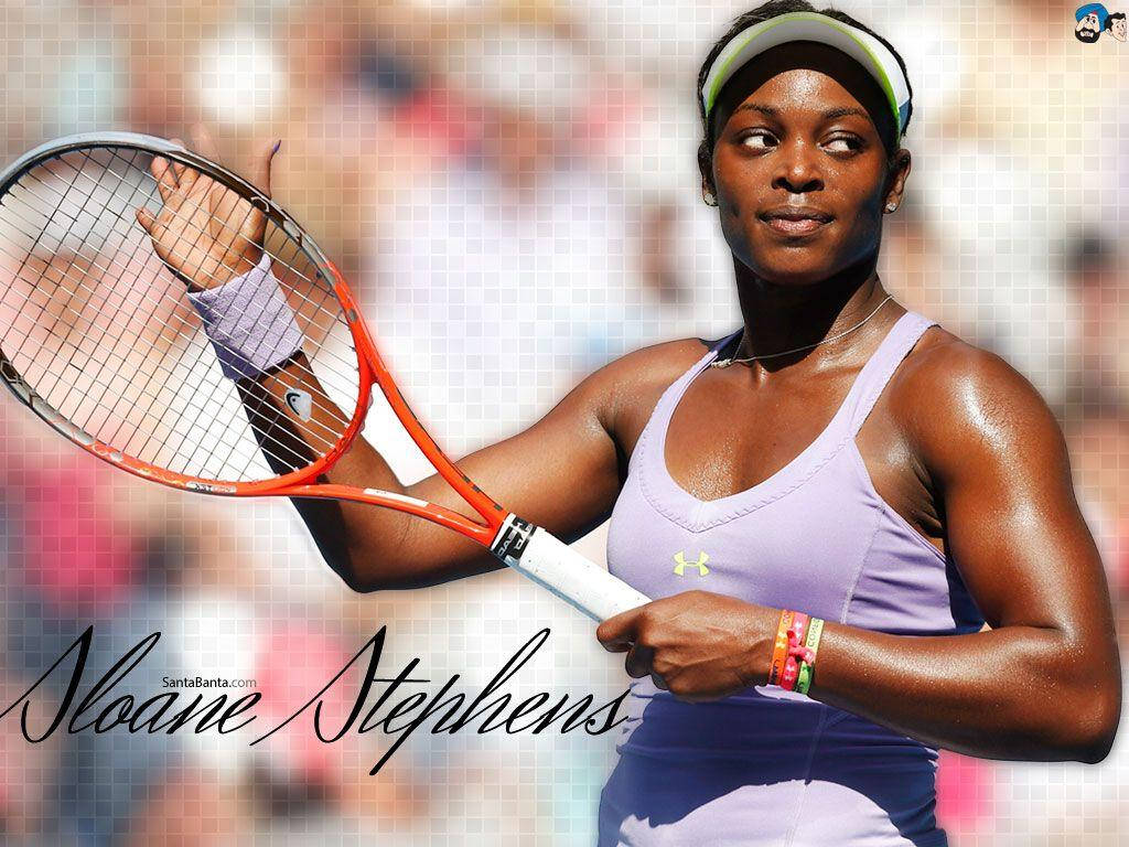 Sloane Stephens, red racket, stadium crowd, SD Desktop Wallpaper