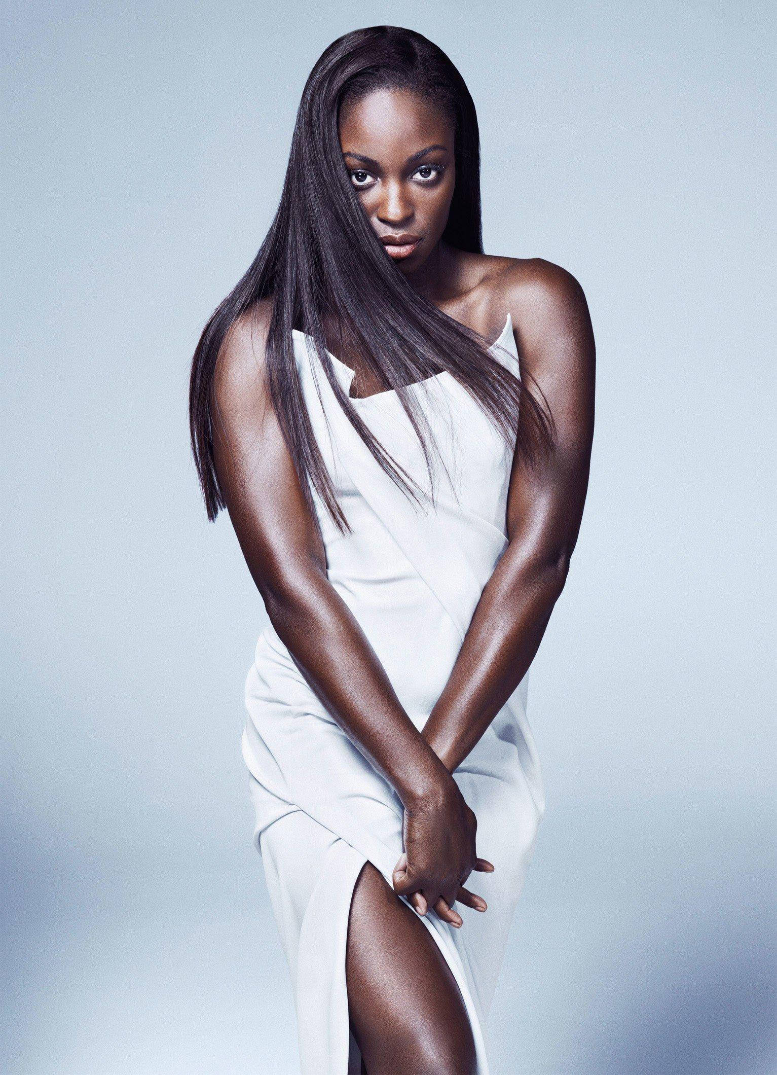 Sloane Stephens, white dress, long dark hair, Full HD Phone Wallpaper