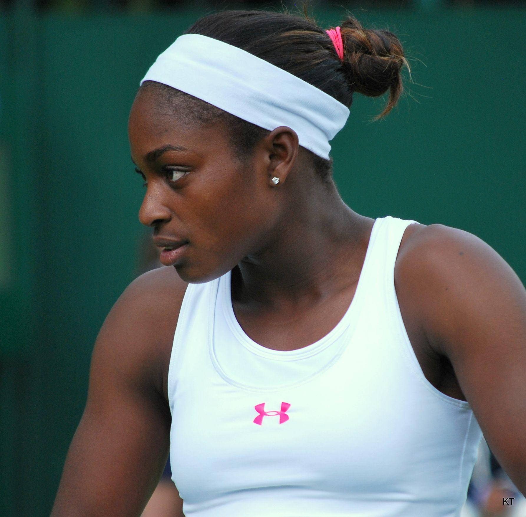 Sloane Stephens, white tank top, headband, HD Desktop Wallpaper