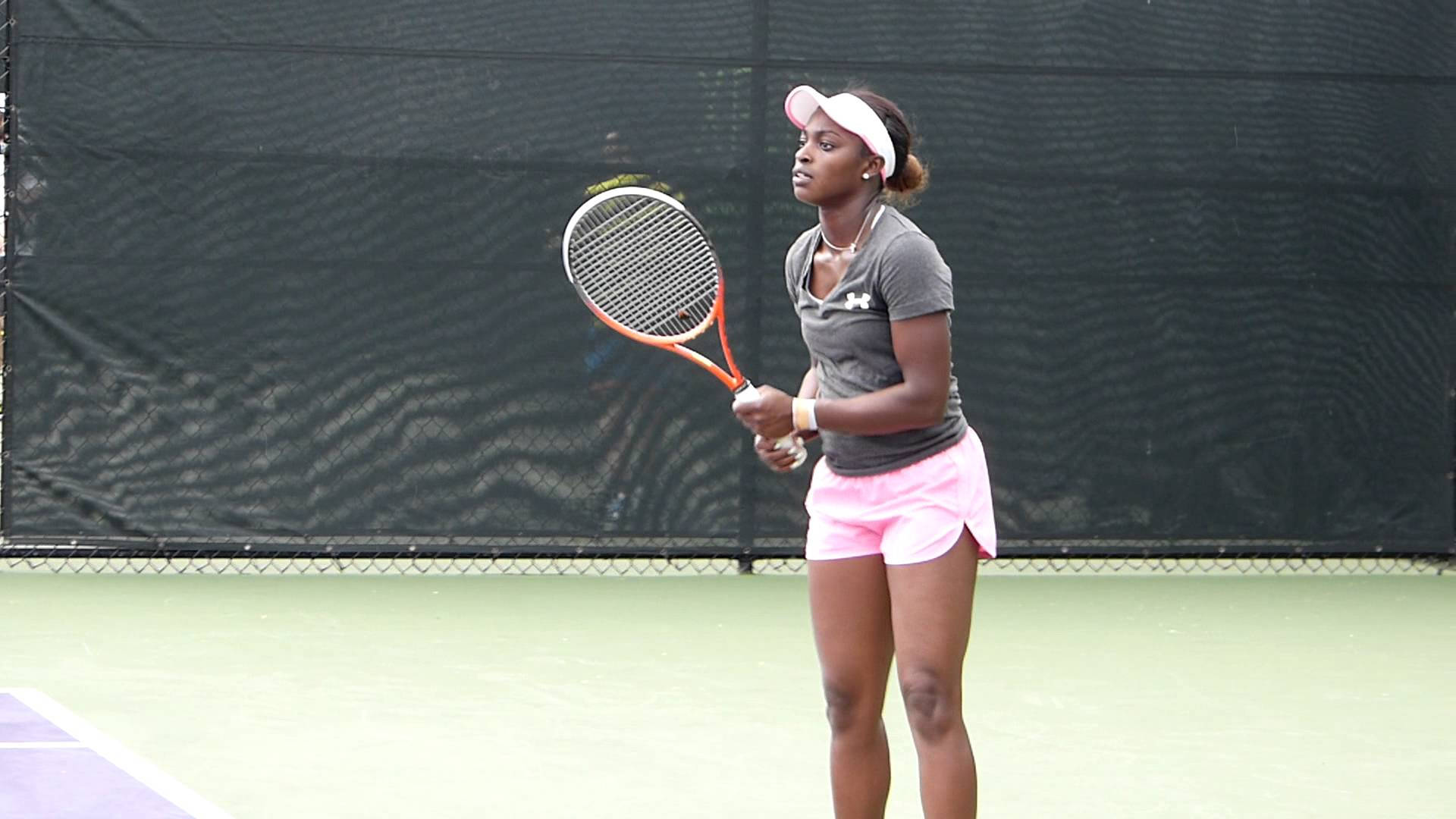 Sloane Stephens, pink shorts, gray shirt, Full HD Desktop Wallpaper