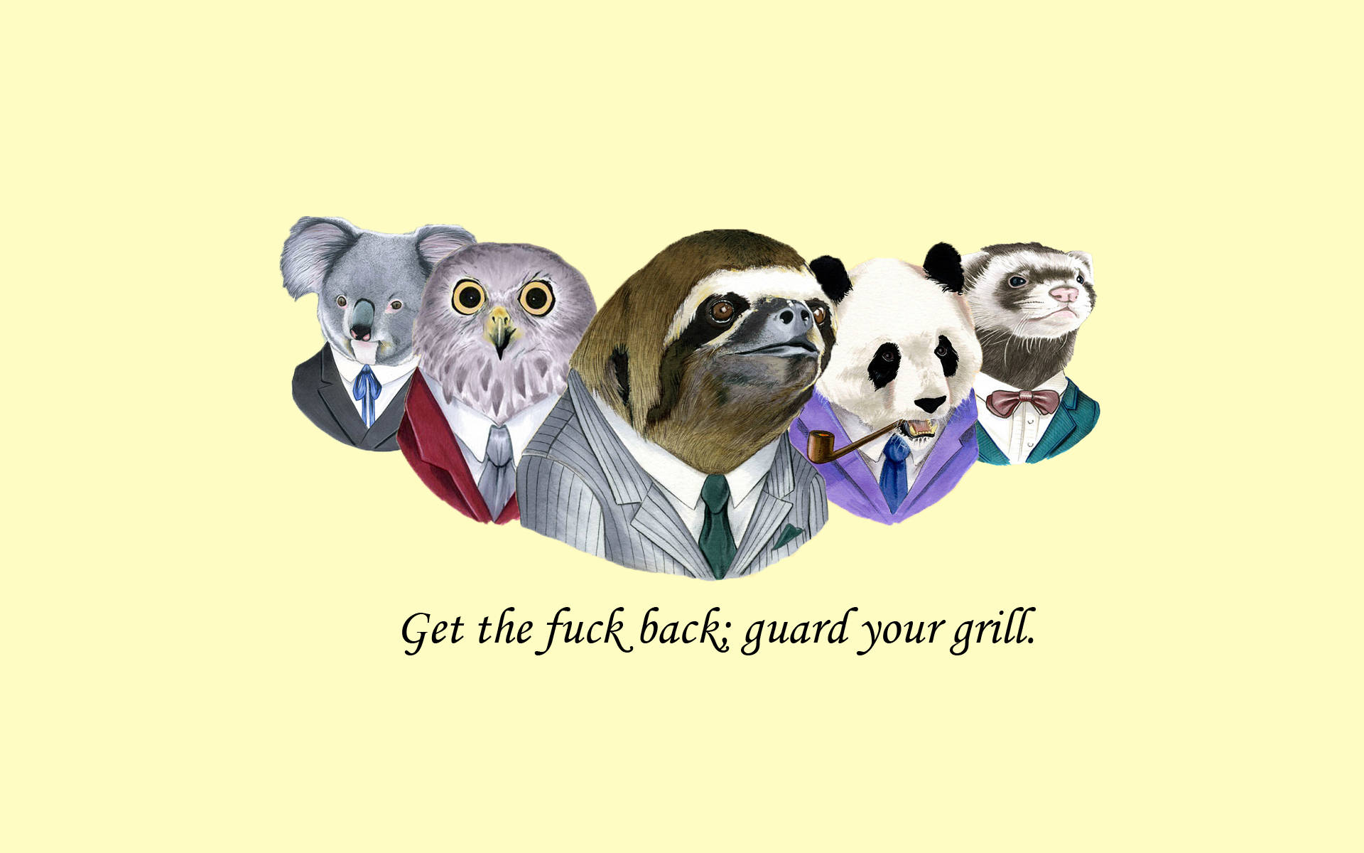 Sloth, anthropomorphic animals, suits, Full HD Desktop Wallpaper