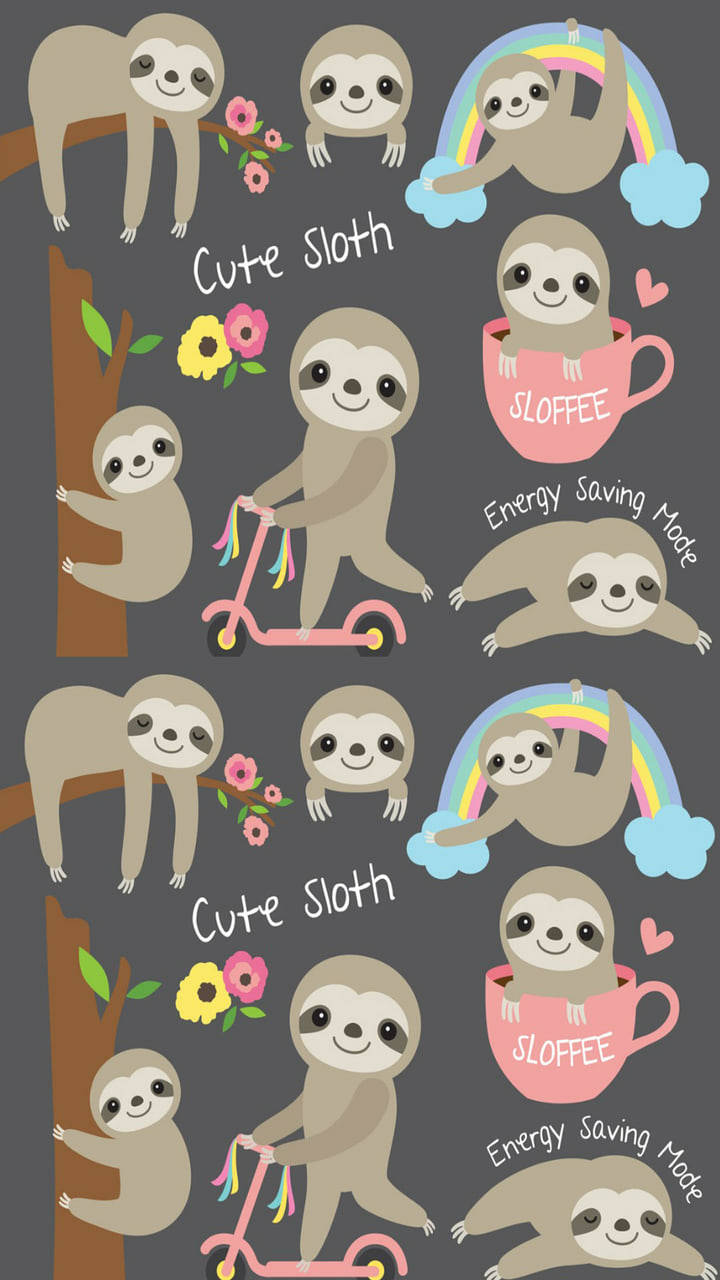 sloth, rainbows, flowers, HD Phone Wallpaper