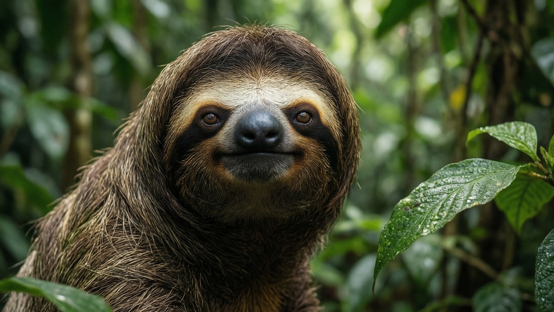 wild sloth, jungle, brown-furred, Full HD Desktop Wallpaper