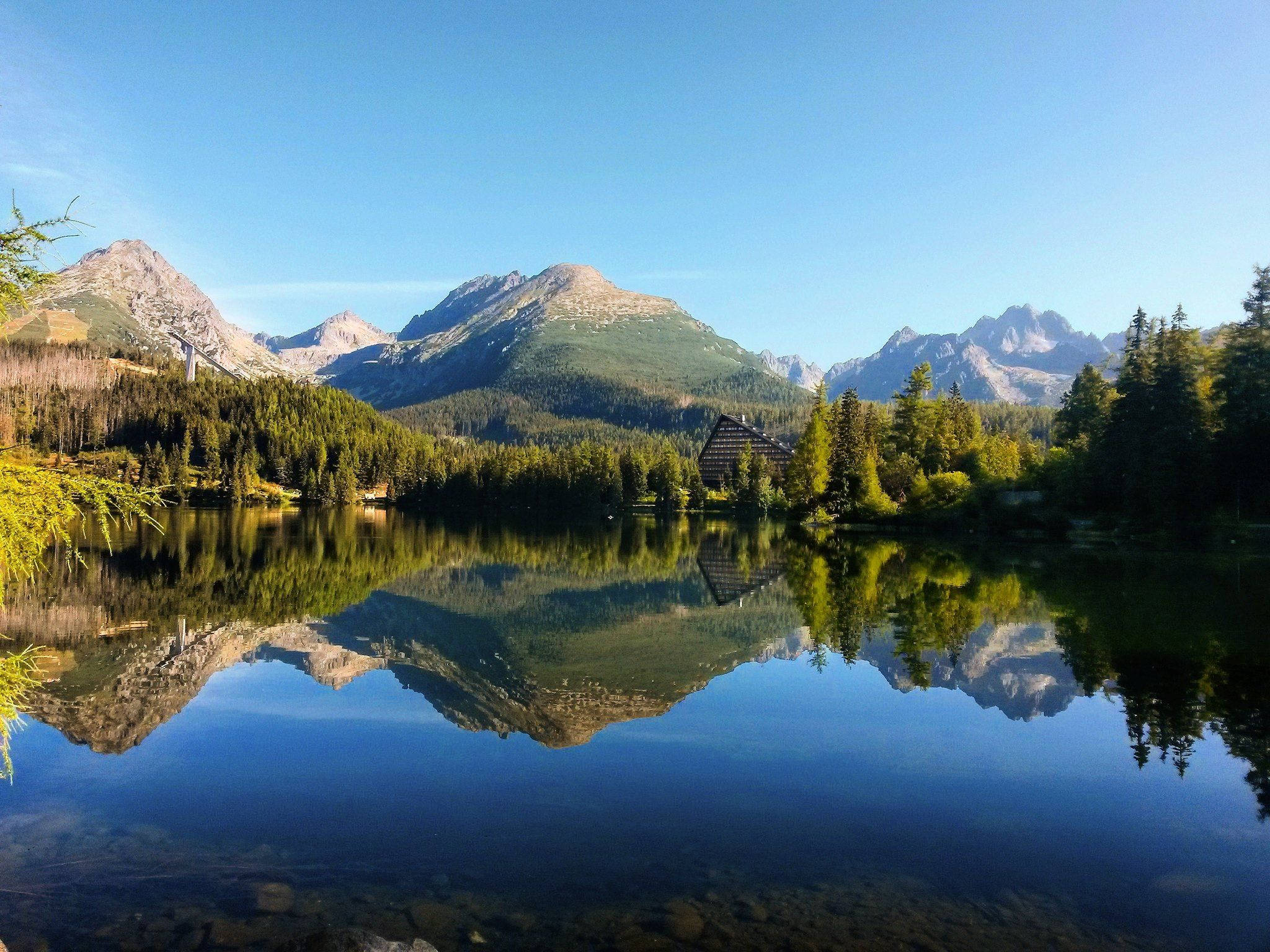 Slovakia, mountain lake, jagged peaks, Full HD Desktop Wallpaper
