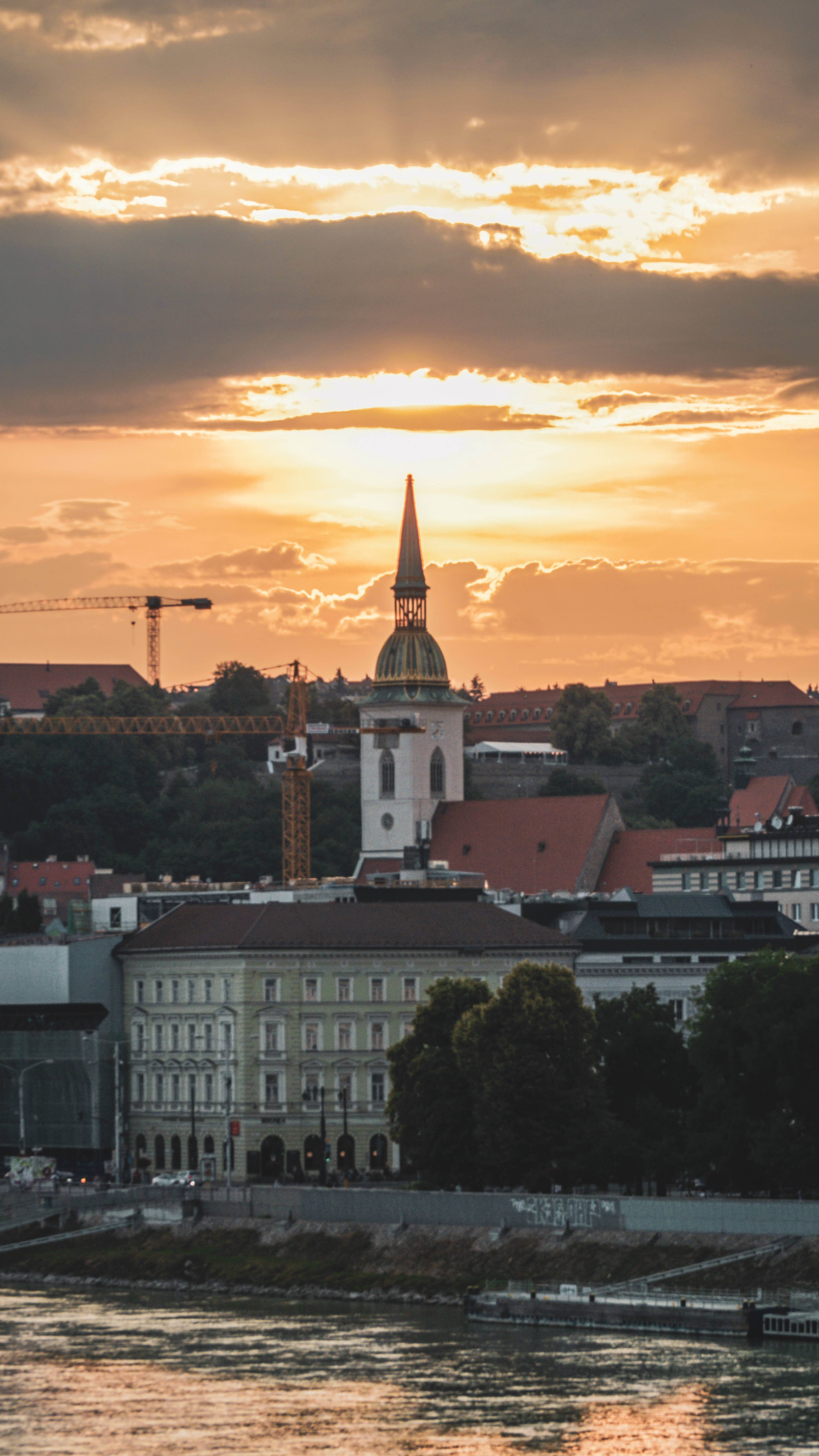 Slovakia, golden sunset, clouds, 5K Phone Wallpaper