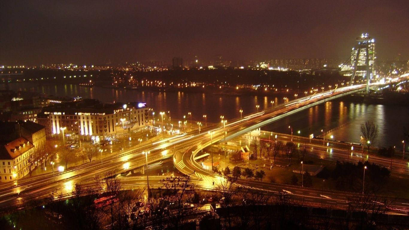 Slovakia, city roadway, night cityscape, HD Desktop Wallpaper