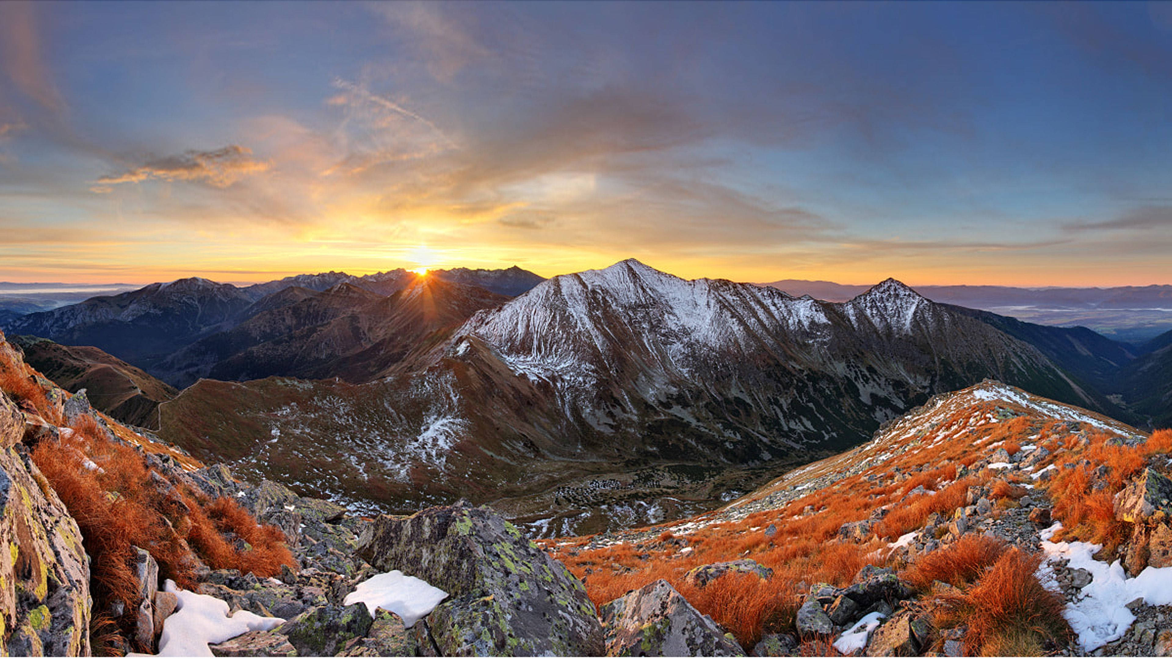 Slovakia, mountains, Sunset, 4K Desktop Wallpaper