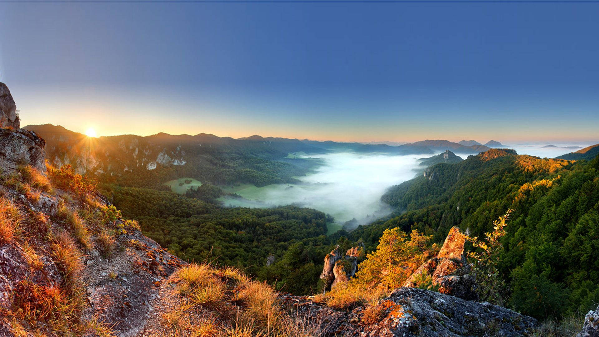 Slovakia, mountain peak, sunrise, Full HD Desktop Wallpaper