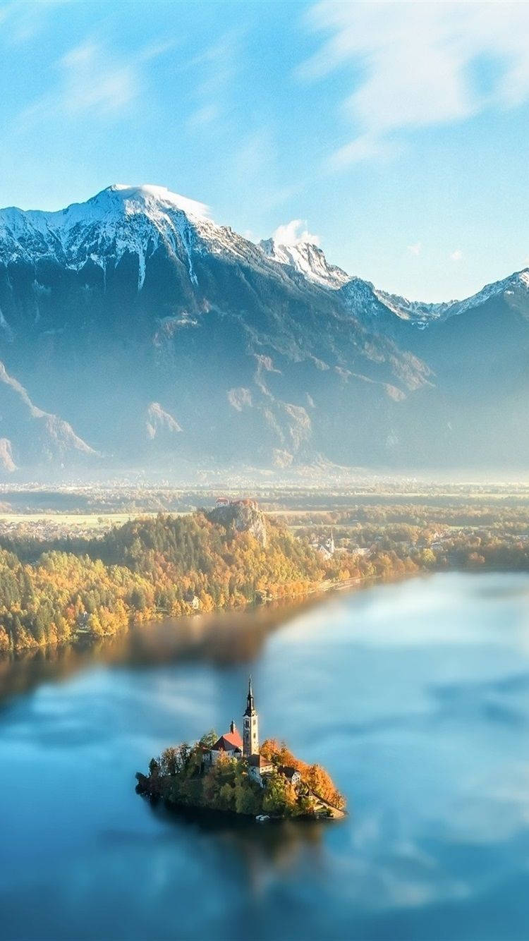 Slovenia, scenic lake, small island church, HD Phone Wallpaper