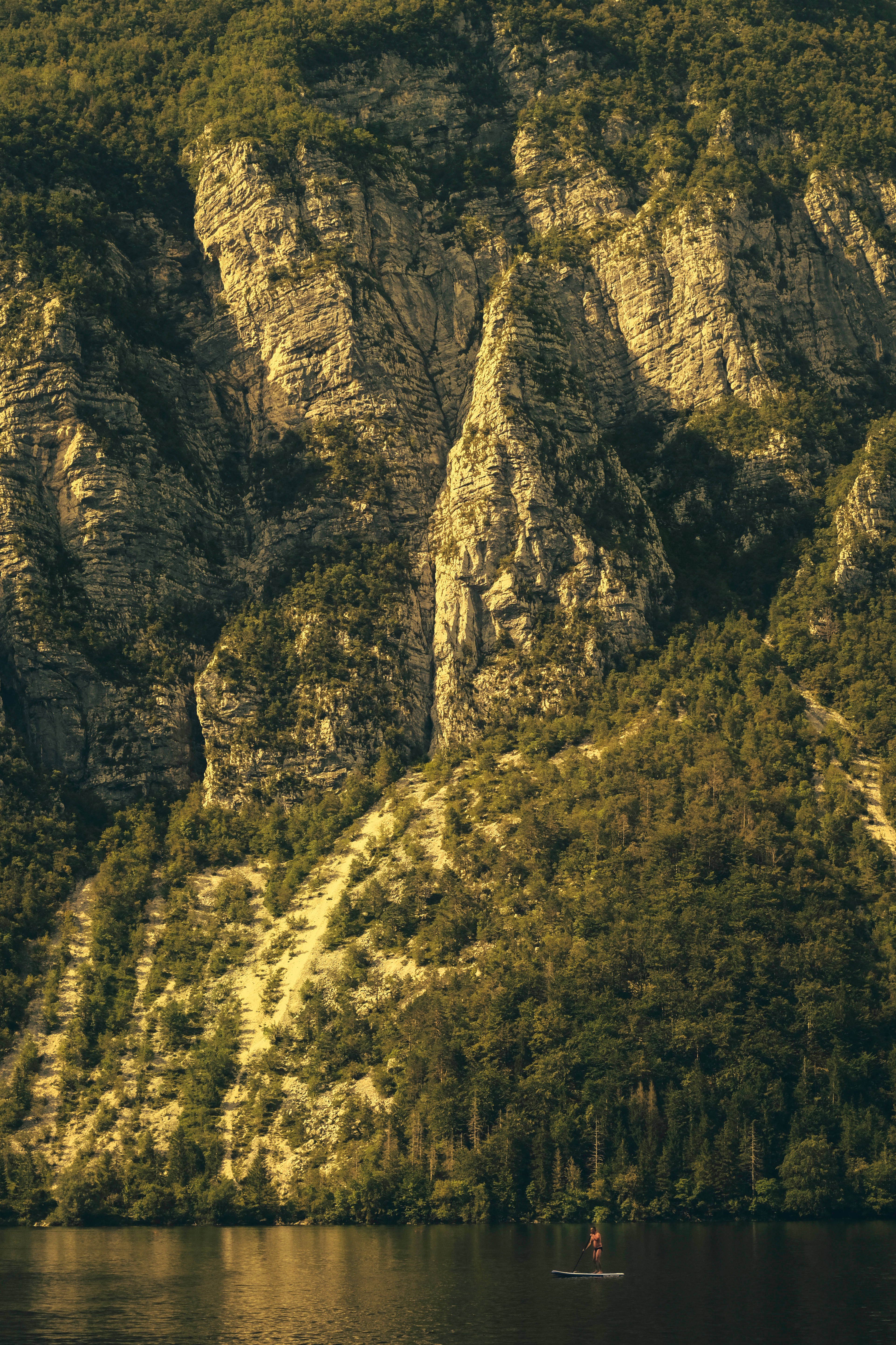 Slovenia, paddleboarder, calm waters, 5K Phone Wallpaper