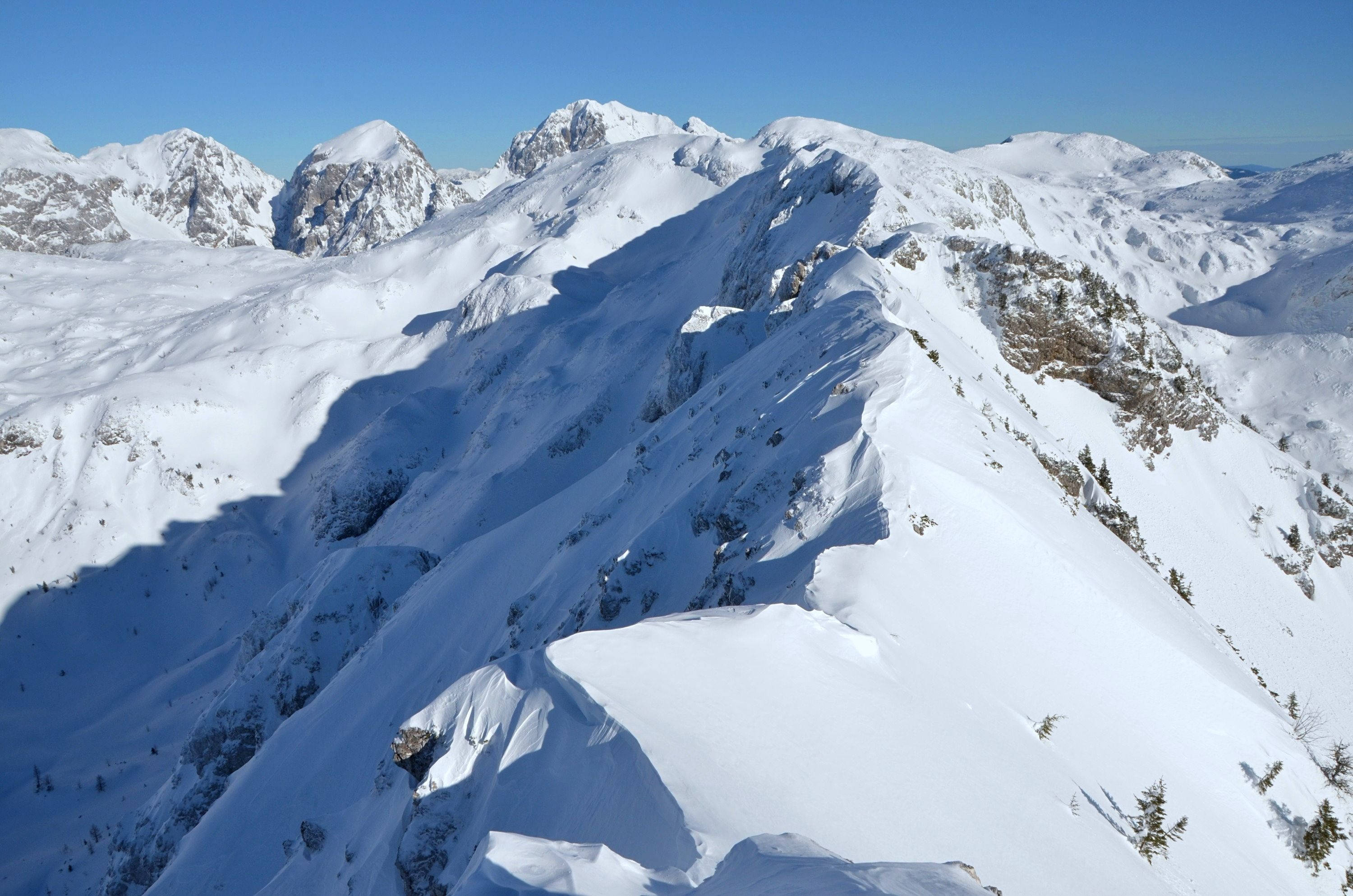 Slovenia, snowy mountain, glacier, 2K Desktop Wallpaper