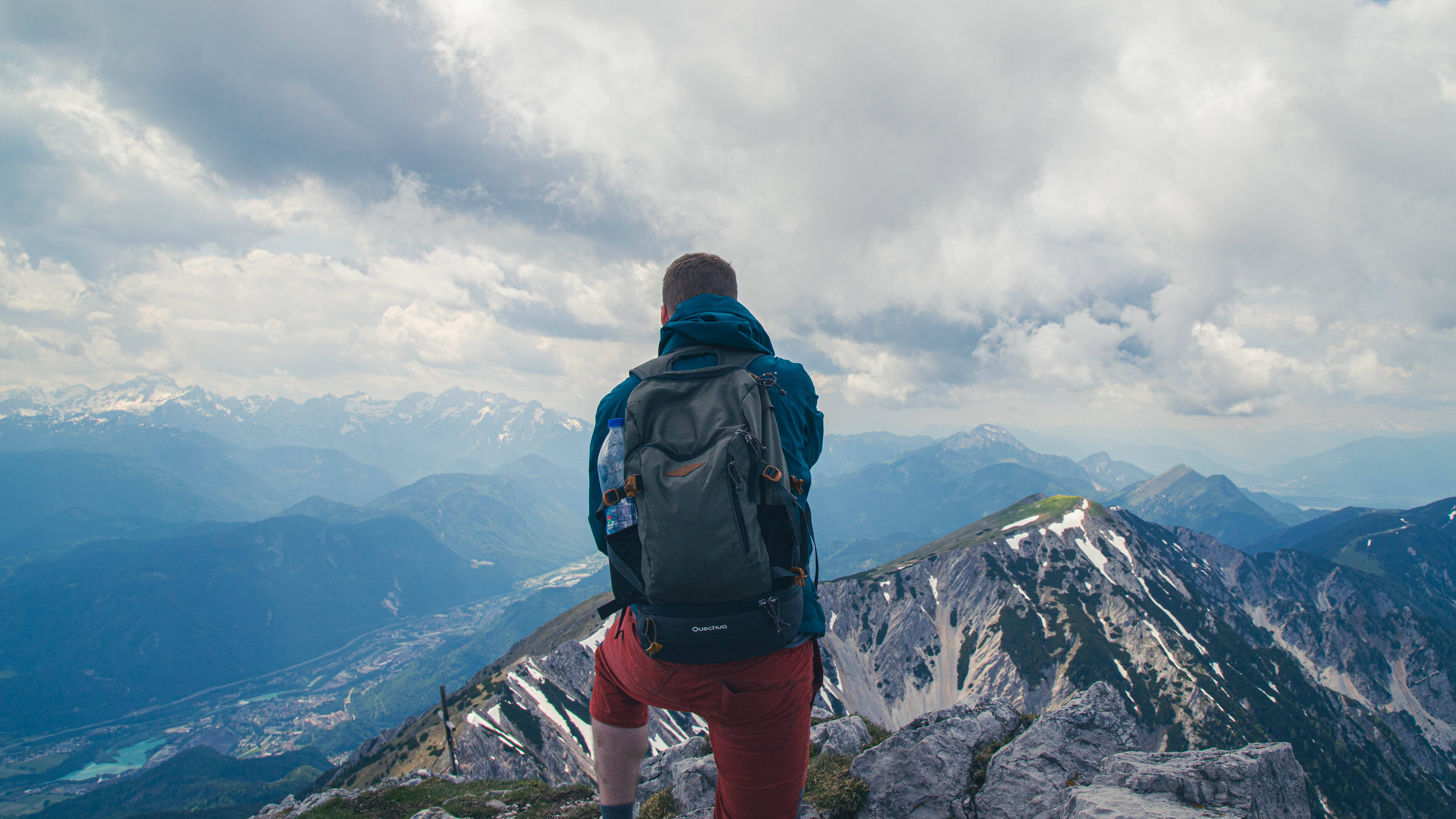 Slovenia, mountain climber, backpack, 5K Desktop Wallpaper