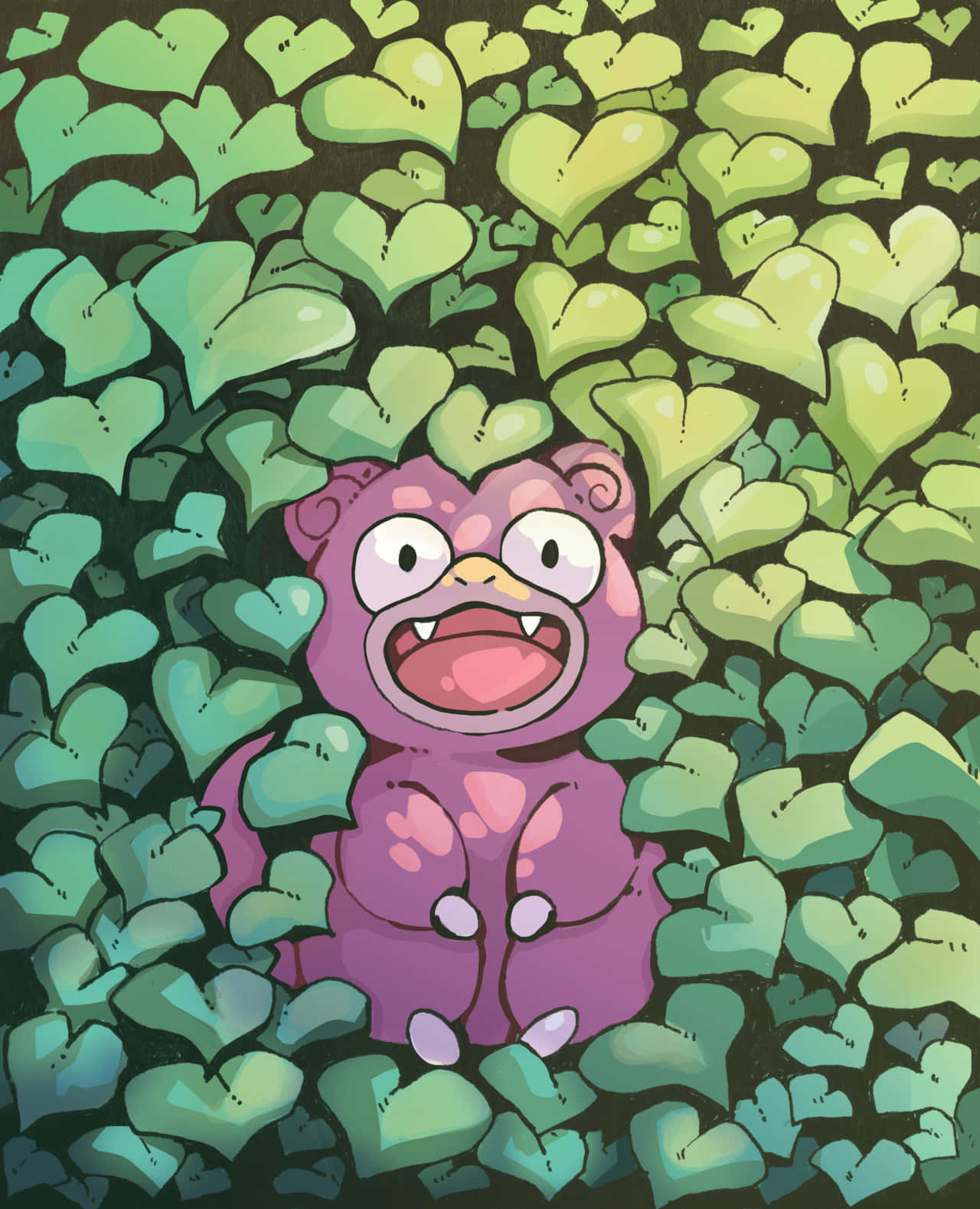 Slowbro, purple, big eyes, HD Phone Wallpaper