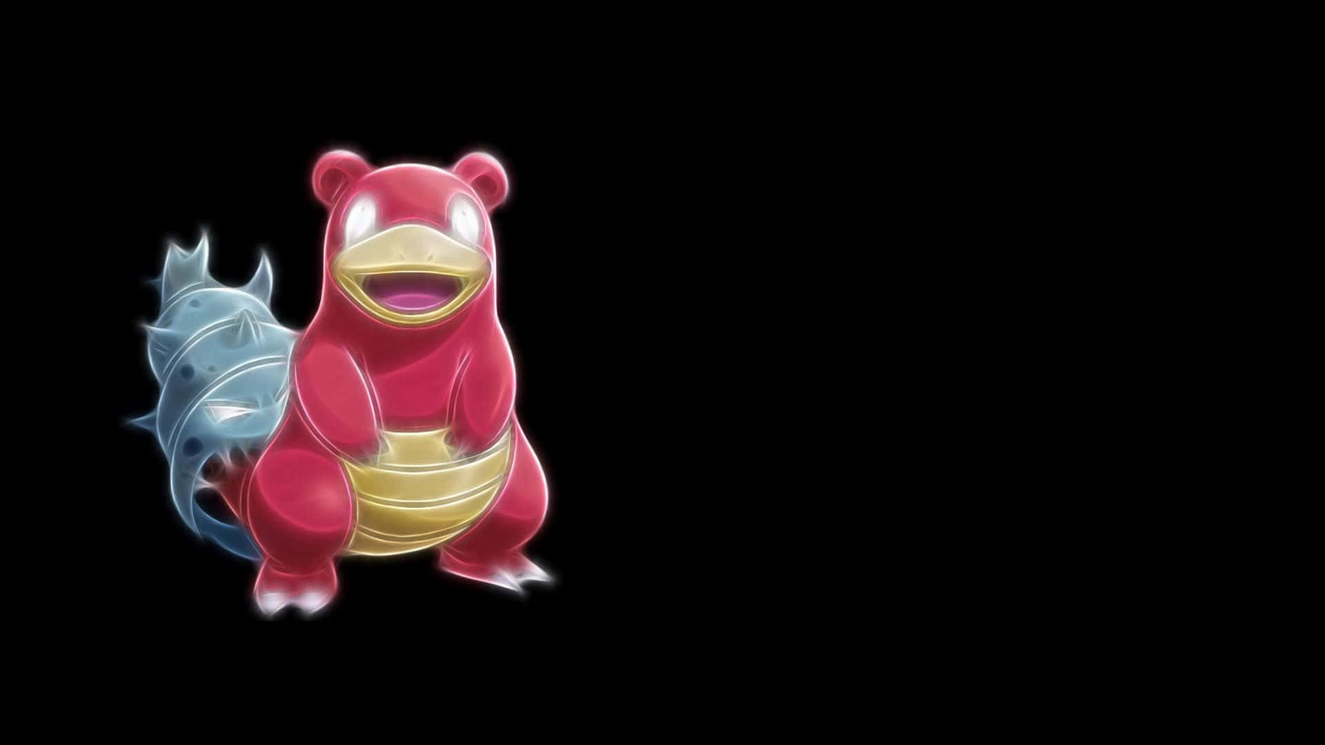 Slowbro, glowing red and gold, blue spiked tail, Full HD Desktop Wallpaper