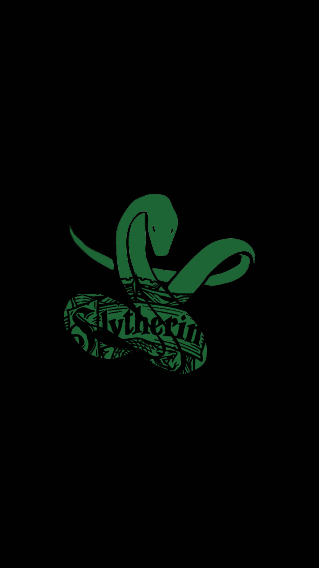 Slytherin, glowing green, serpent logo, Full HD Phone Wallpaper