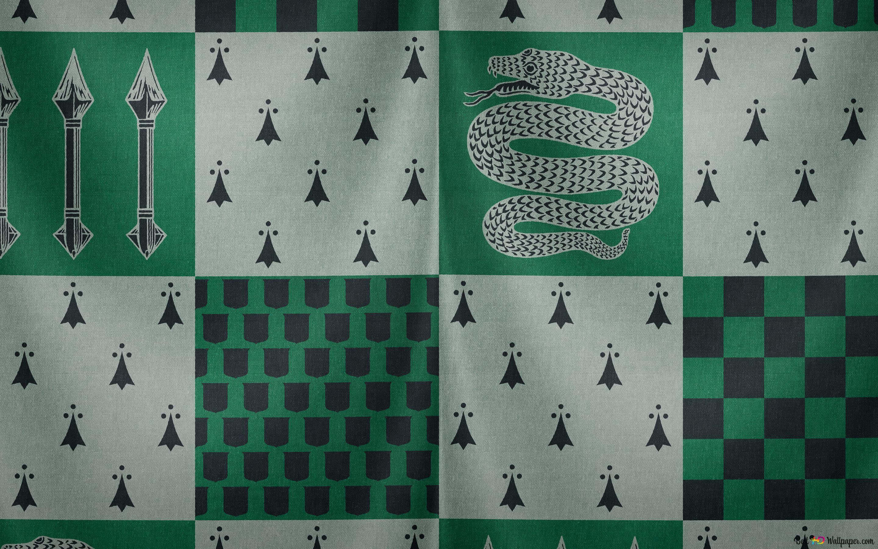 Slytherin, green, black, 2K Desktop Wallpaper