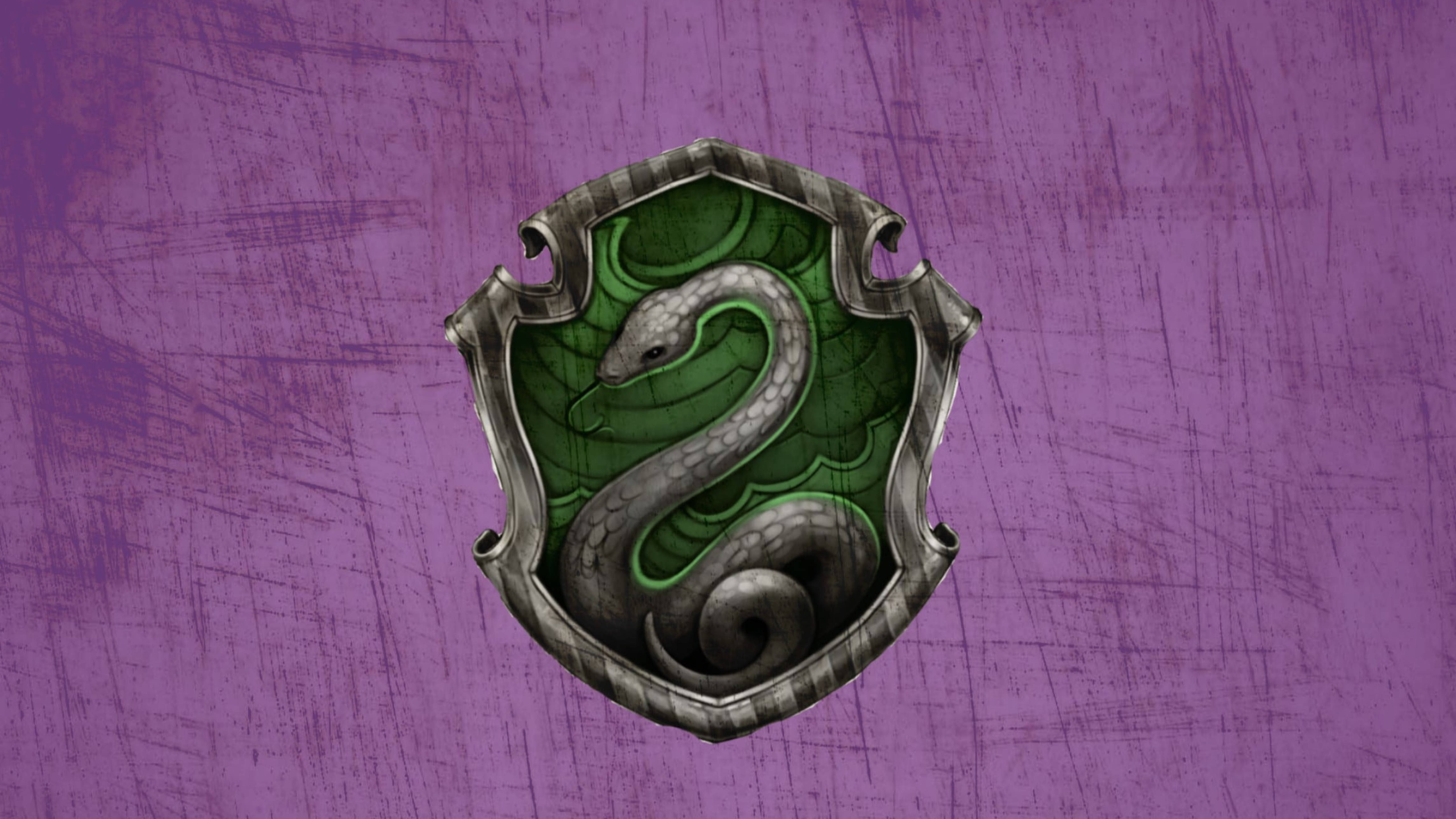 Slytherin, purple, silver serpent, 5K Desktop Wallpaper