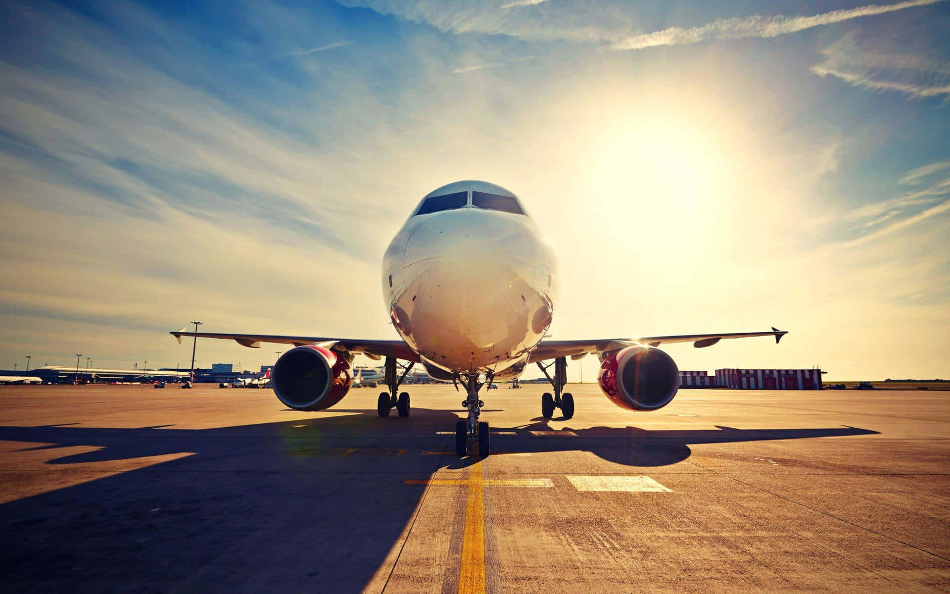 cockpit, small airplane, sunlit tarmac, Full HD Desktop Wallpaper