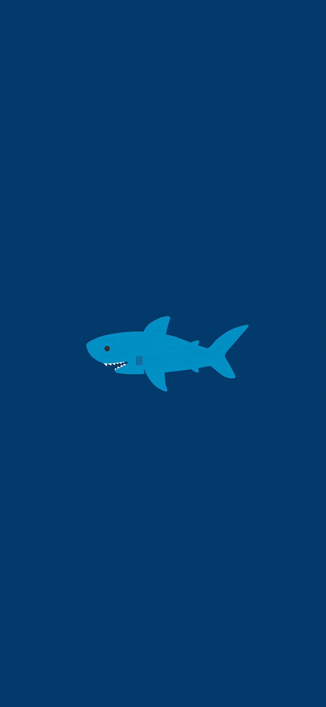 blue shark icon, deep ocean blue background, minimalist, Full HD Phone Wallpaper
