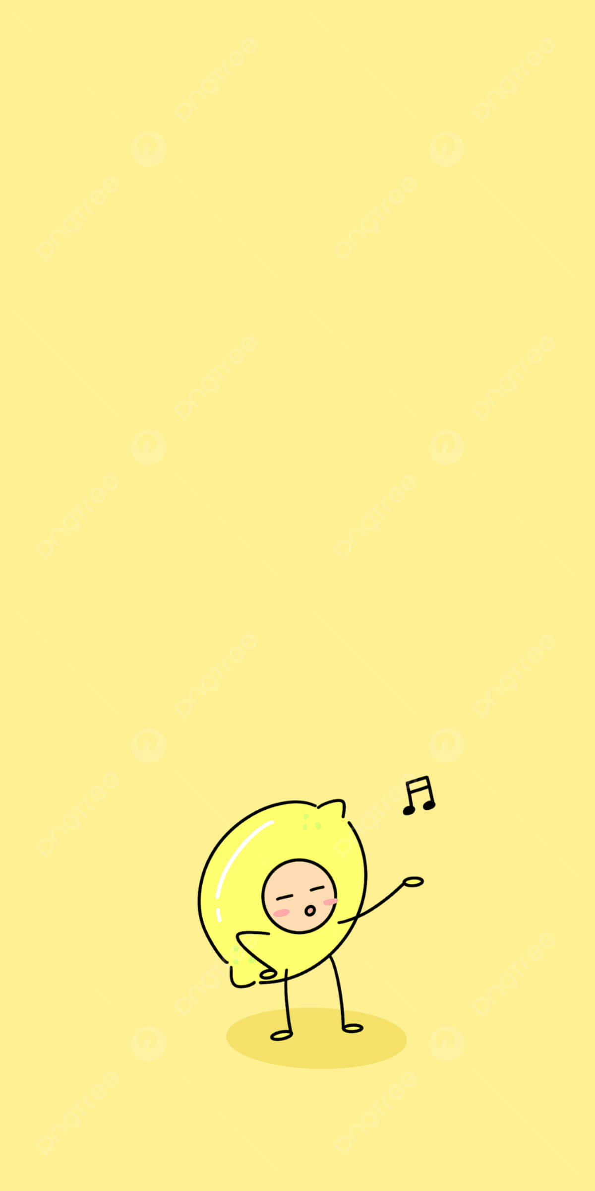 lemon character, stick limbs, musical note, Full HD Phone Wallpaper