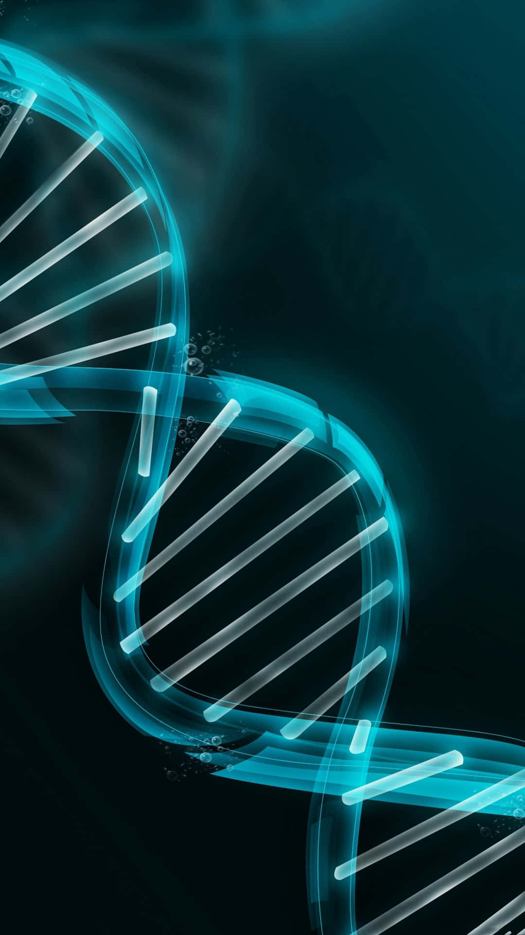 blue DNA strand, dark teal background, glowing blue, Full HD Phone Wallpaper