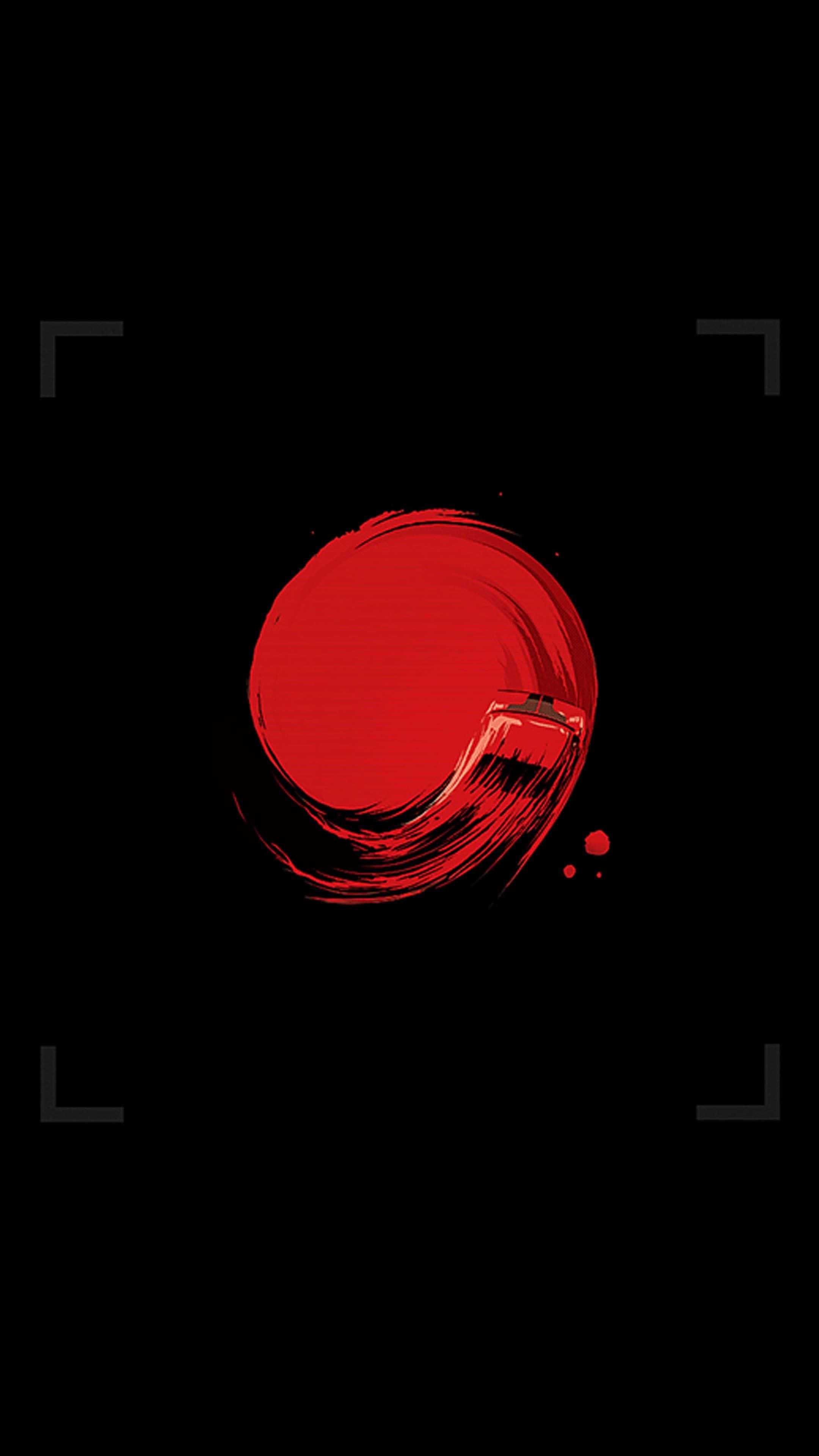 4K Minimalist Phone, bold red brushstroke circle, dynamic swirls, 4K Phone Wallpaper