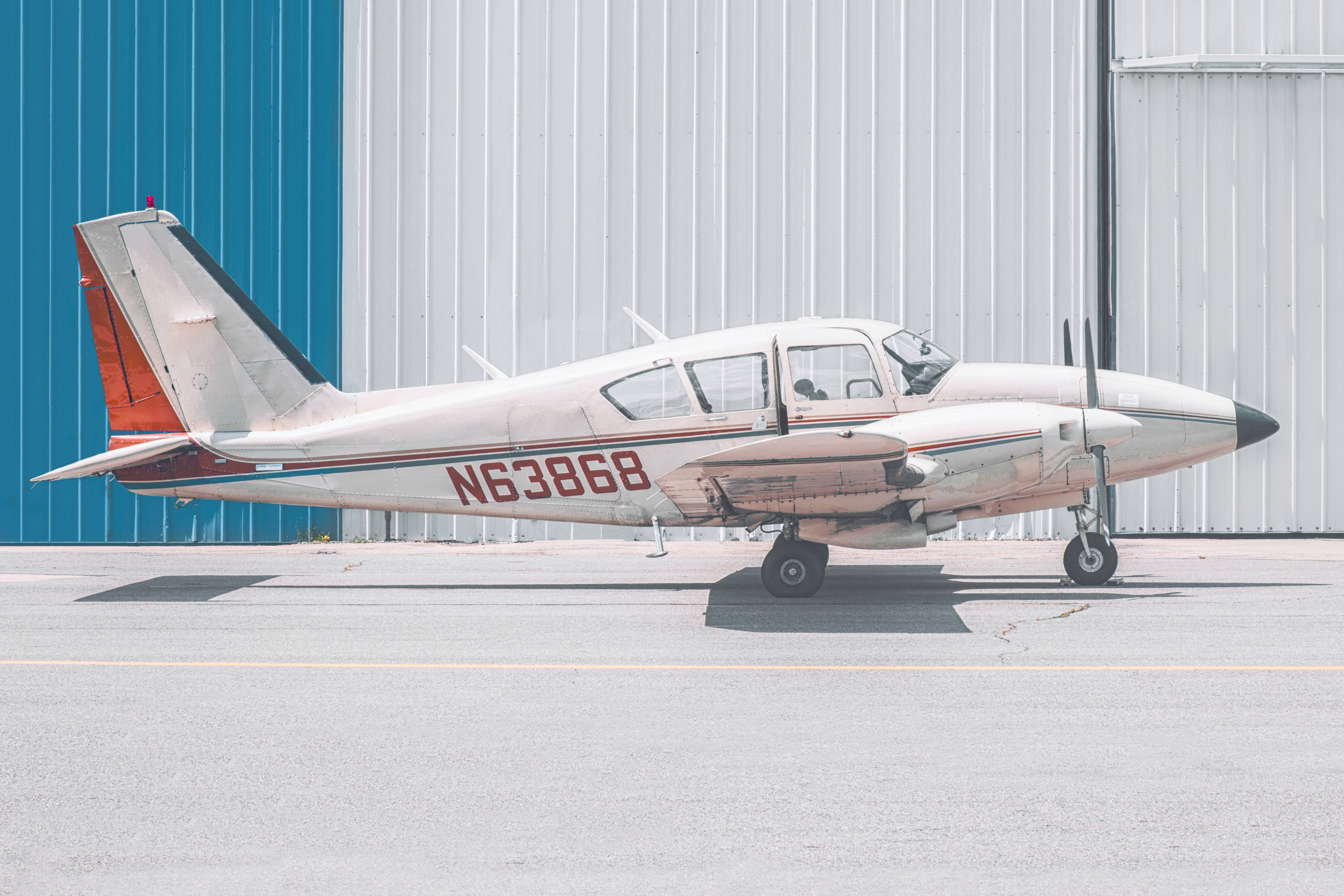 small plane, white propeller plane, red tail, 4K Desktop Wallpaper
