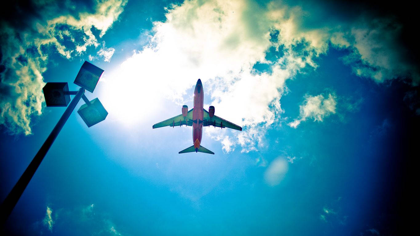 Small Plane, blue sky, fluffy white clouds, HD Desktop Wallpaper