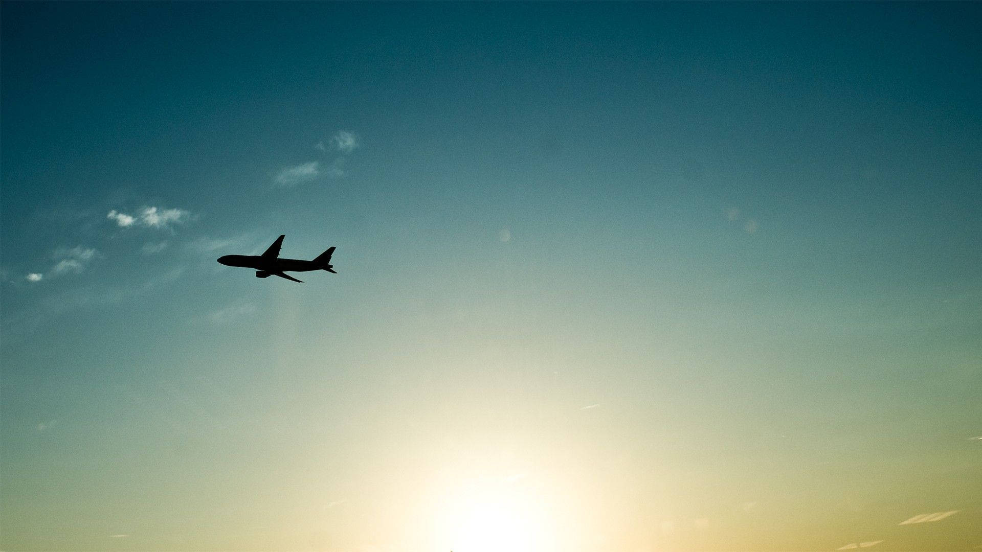 flying black small plane, small black plane, sunset hues, Full HD Desktop Wallpaper