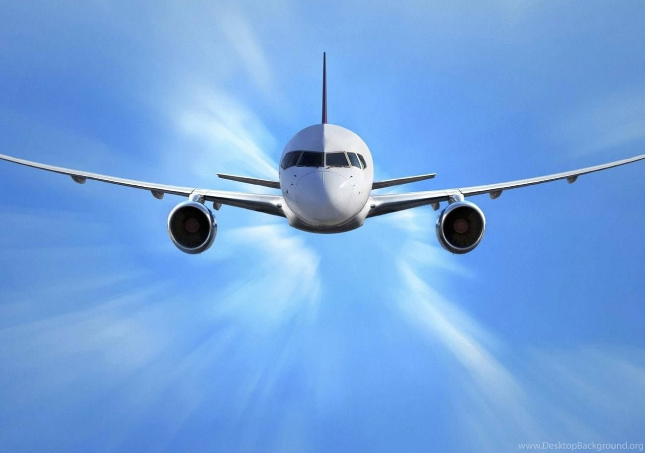 white passenger jet, vibrant blue sky, radiant sunbeams, HD Desktop Wallpaper