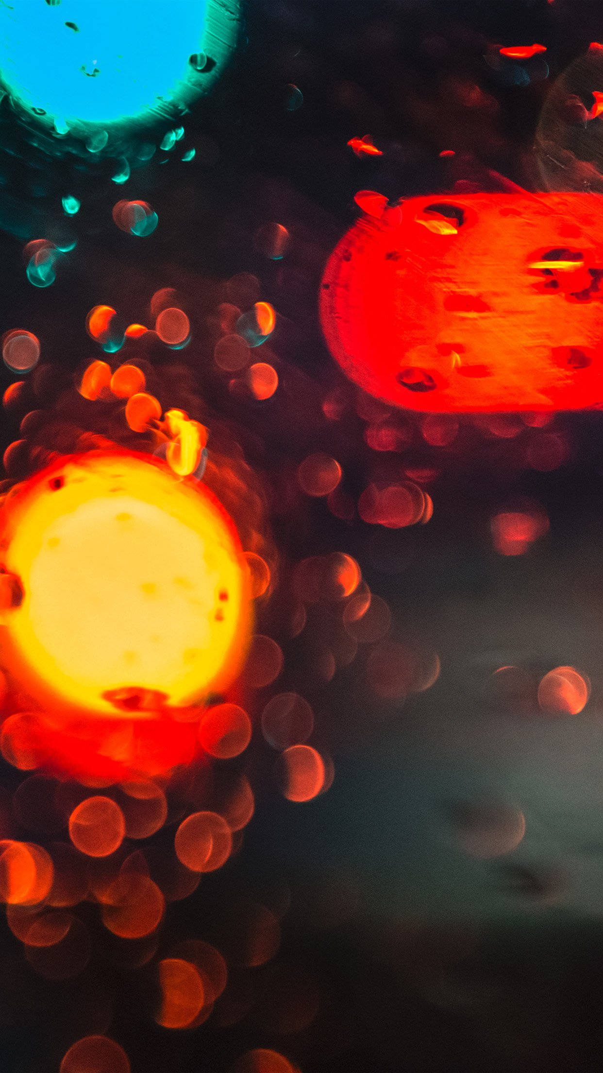 city street lights, red orange, cyan, Full HD Phone Wallpaper