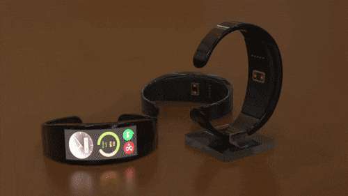 sleek black smartwatches, glowing digital displays, warm brown wooden surface, SD Desktop Wallpaper