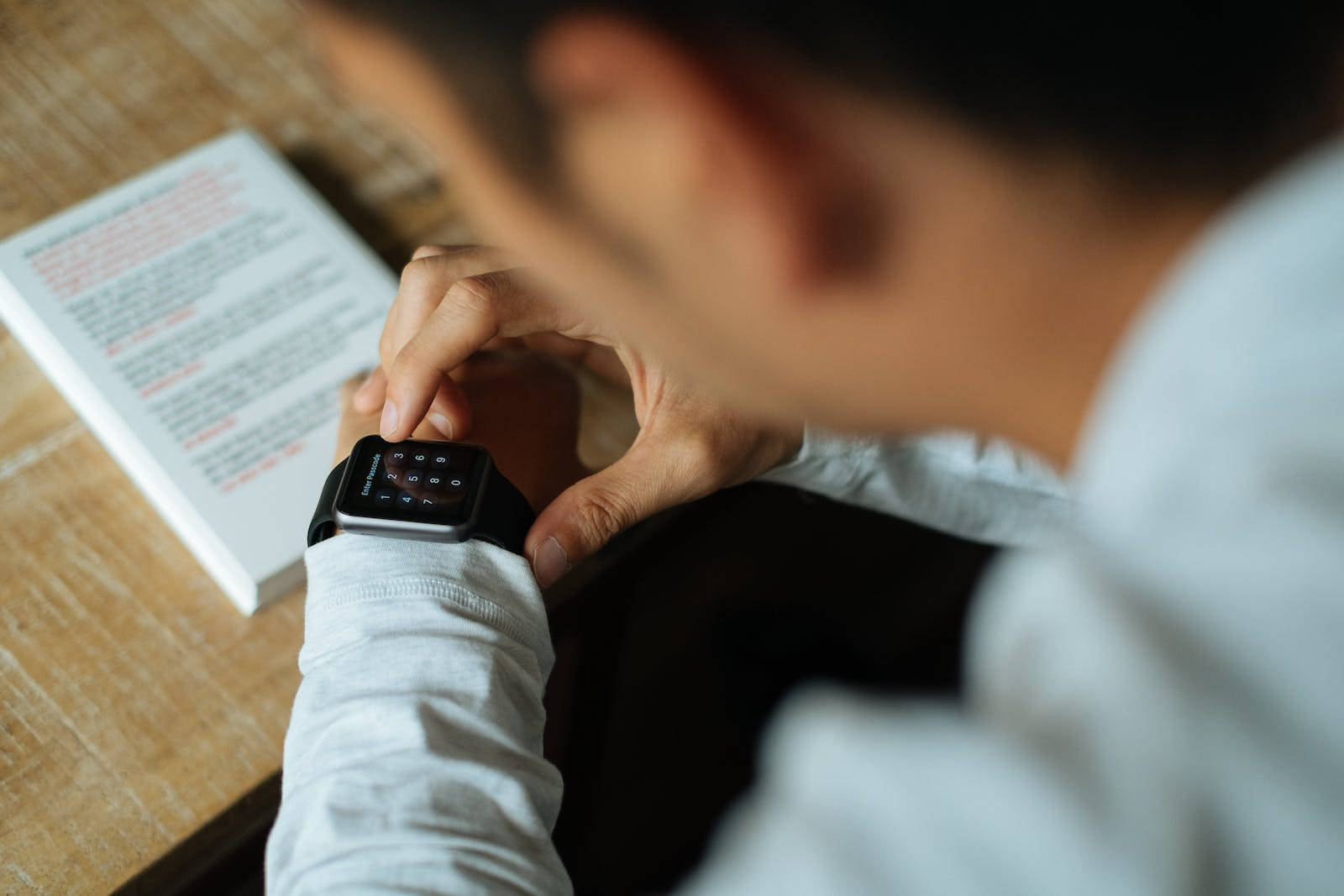 smartwatch, white shirt, open book, HD Desktop Wallpaper