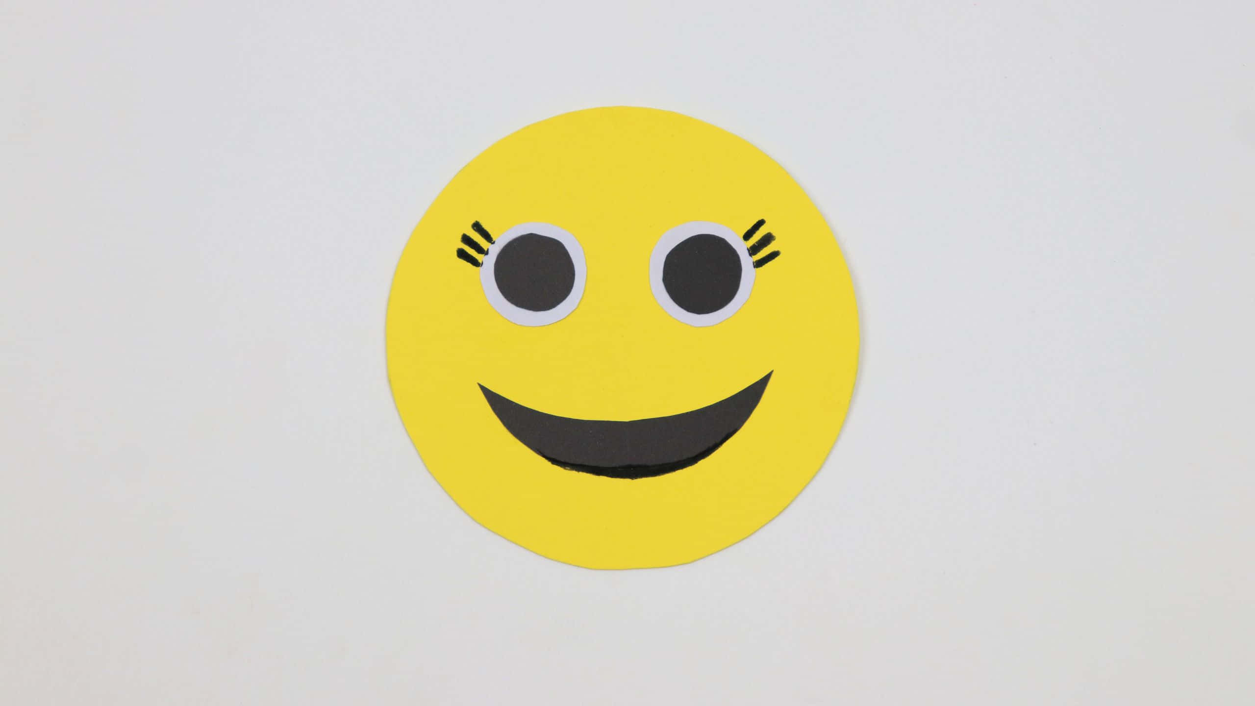 Smile Emoji, yellow, black eyes, 2K Desktop Wallpaper