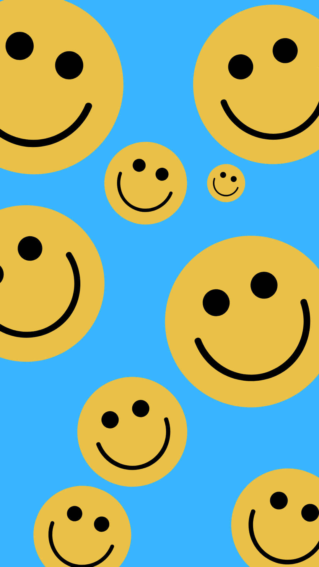 Smile Emoji, blue, yellow, Full HD Phone Wallpaper