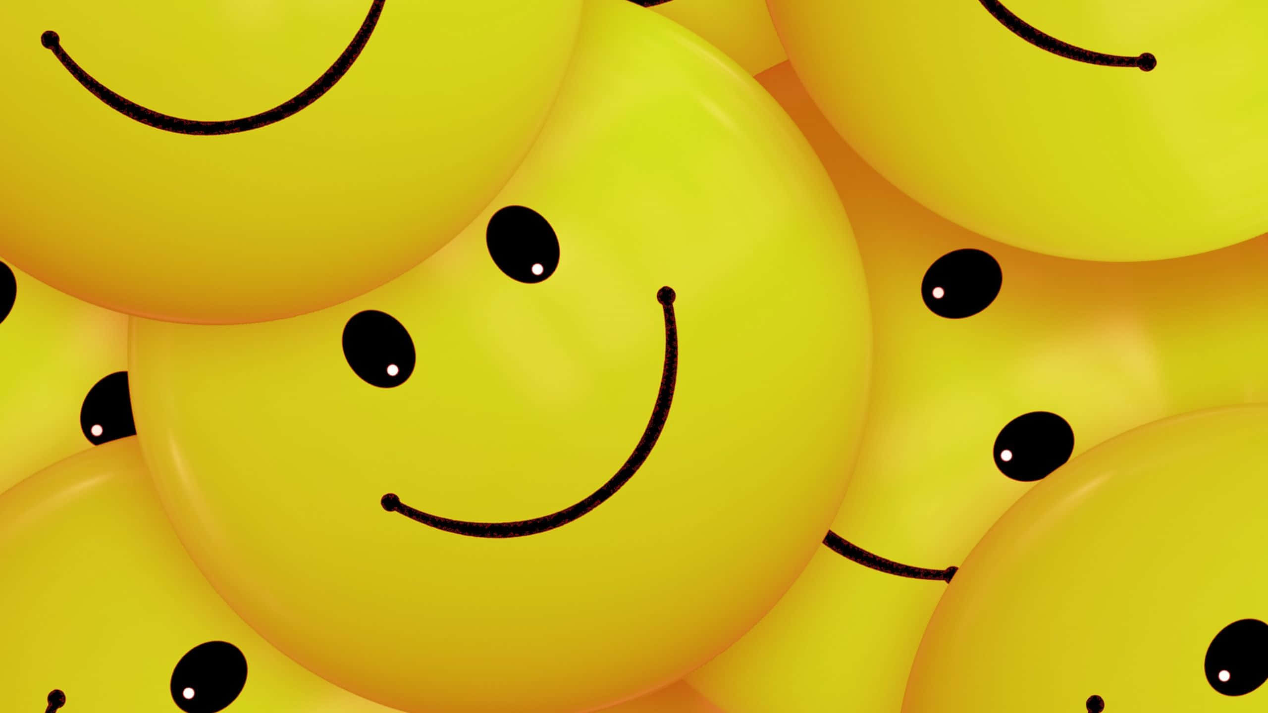 Smile Emoji, yellow, balloons, 2K Desktop Wallpaper