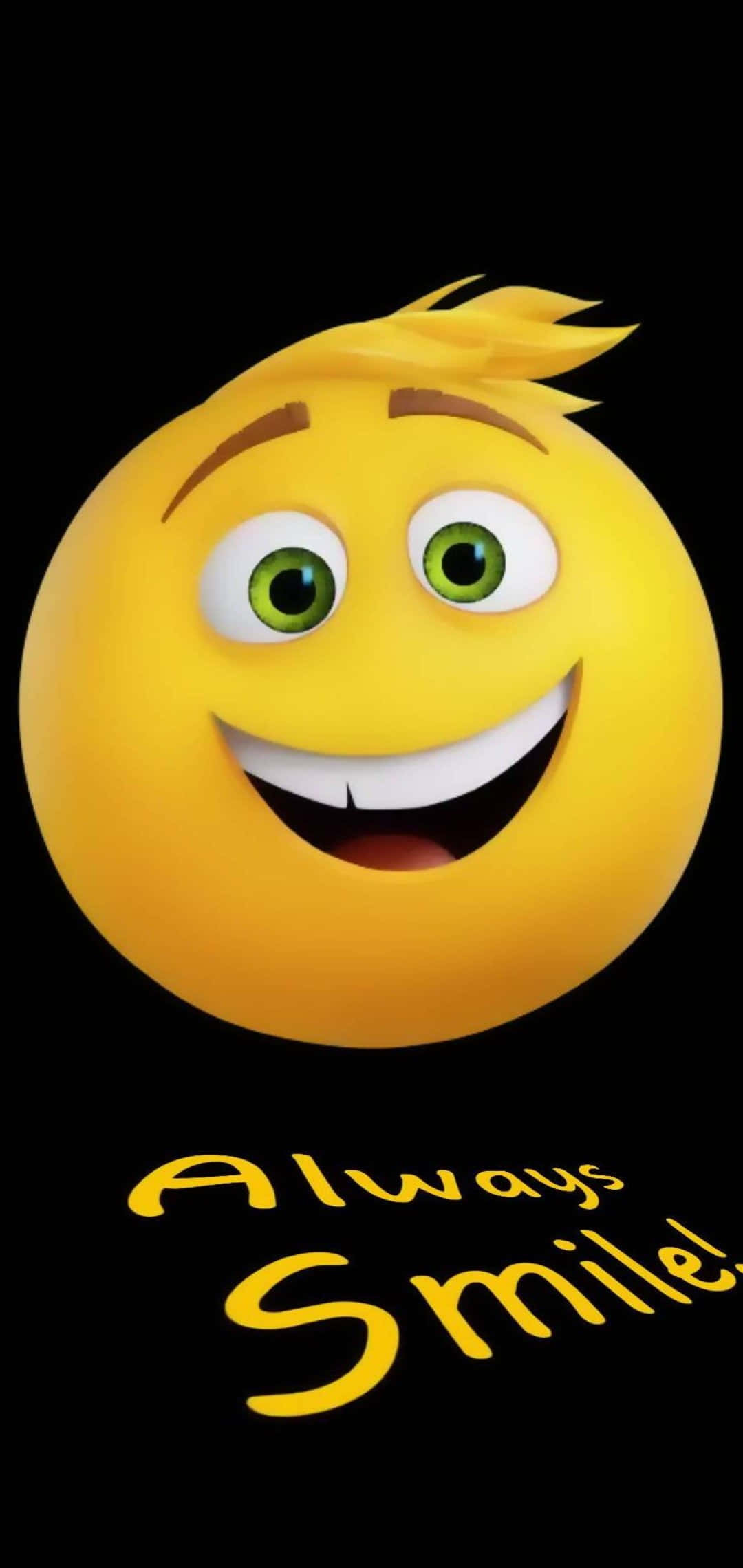 handsome smile emoji, yellow emoji, green eyes, Full HD Phone Wallpaper