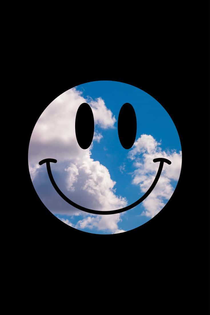 Smiley Face Clouds Sky Overlay, smiley face silhouette, bright blue sky, SD Phone Wallpaper