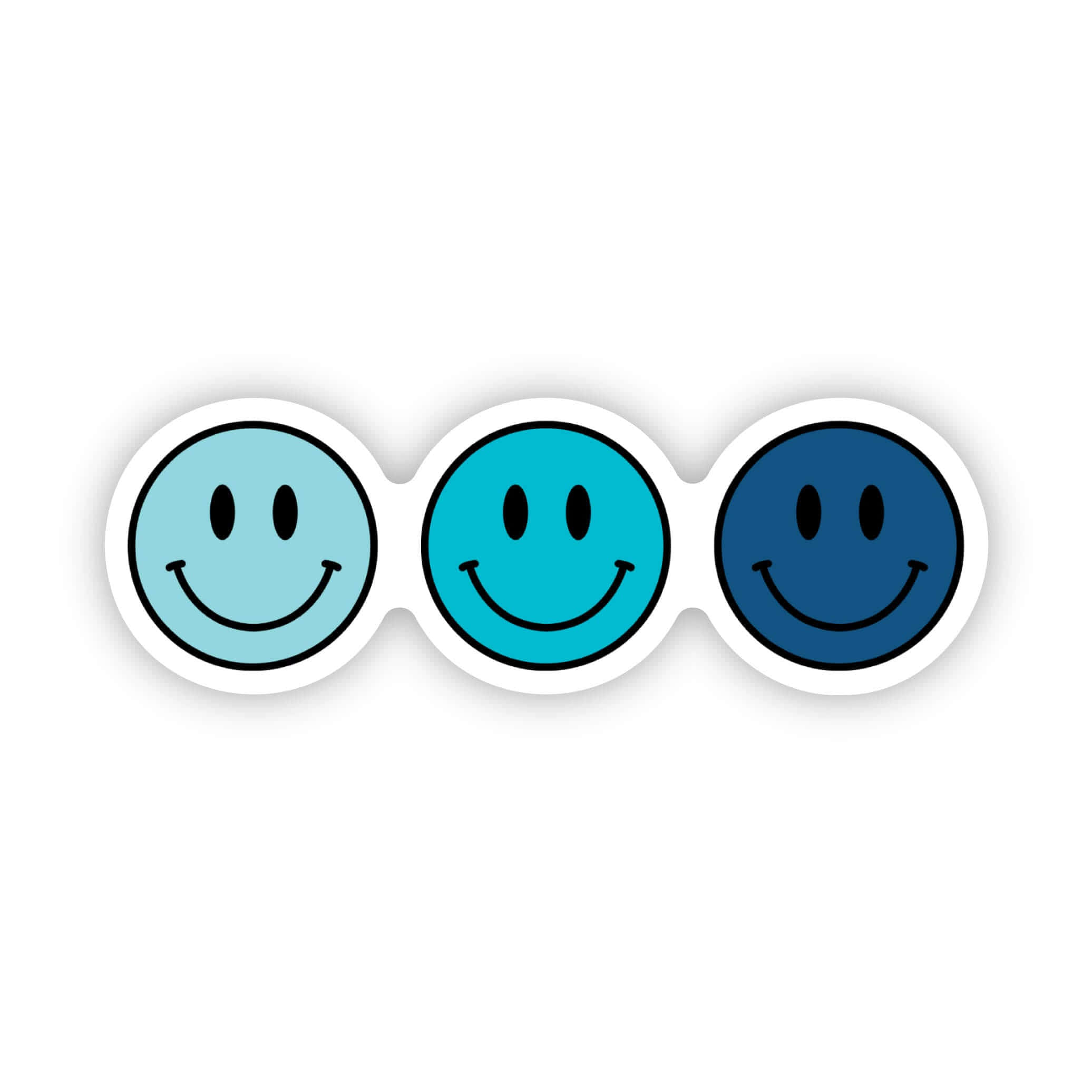 Triple Smiley Faces Blue Shades, light blue, medium blue, Full HD Desktop Wallpaper