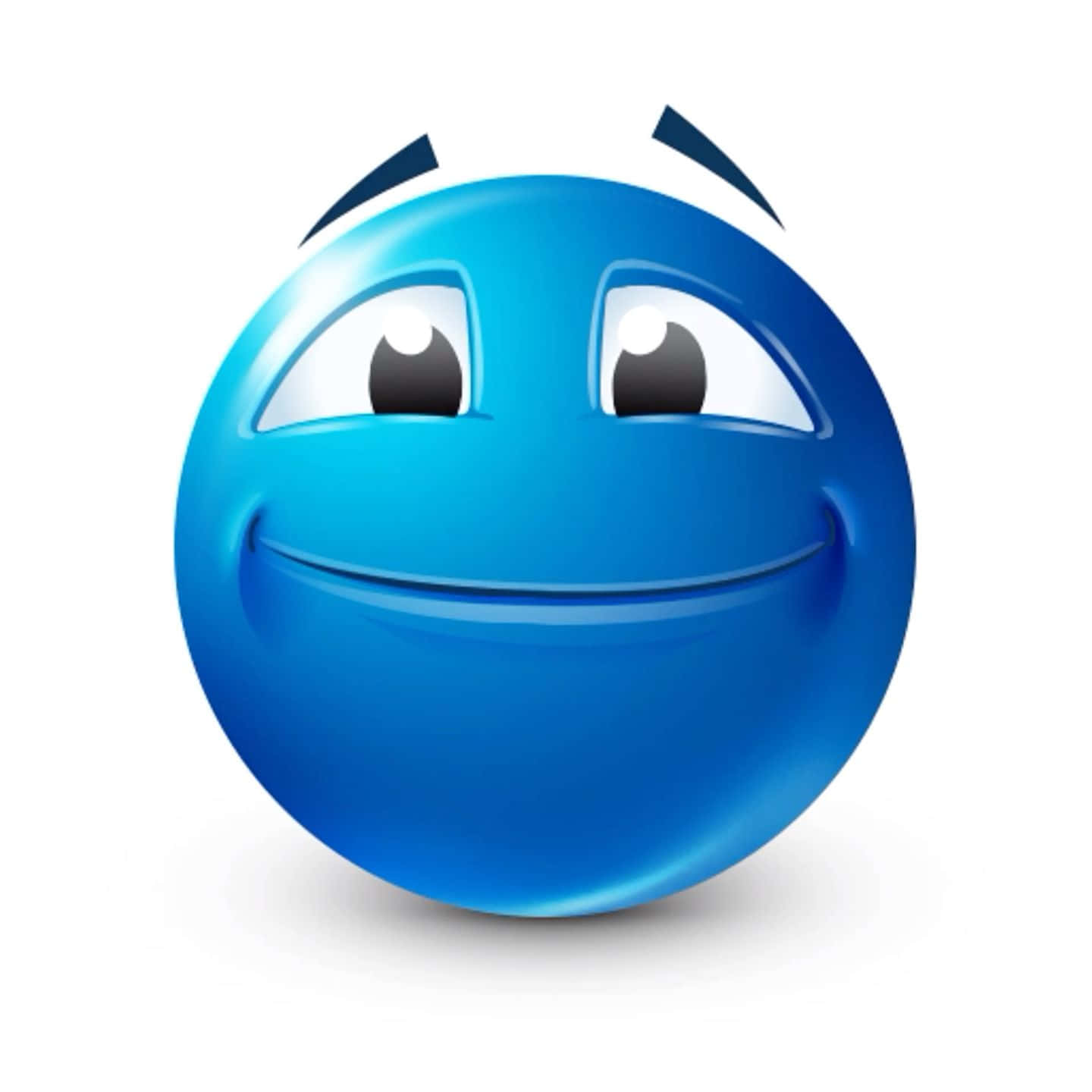 blue smiley face, glossy blue emoji ball, raised eyebrows, HD Desktop Wallpaper