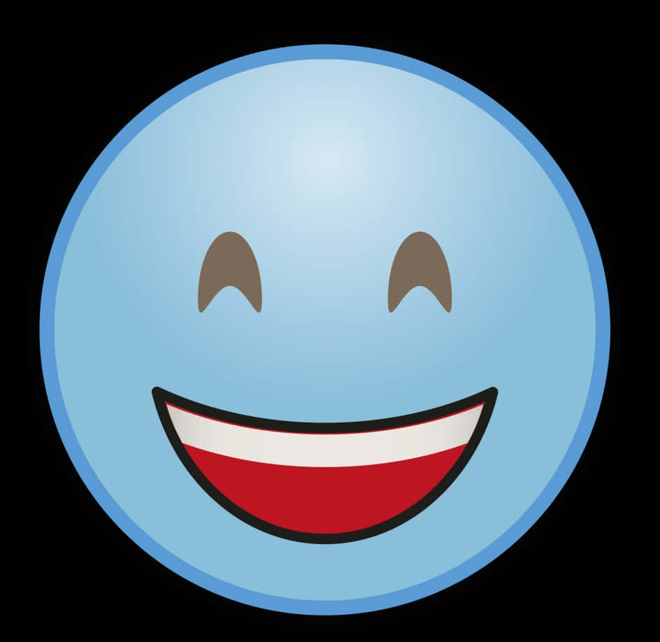 blue smiley face, brown eyes, wide red mouth, SD Desktop Wallpaper